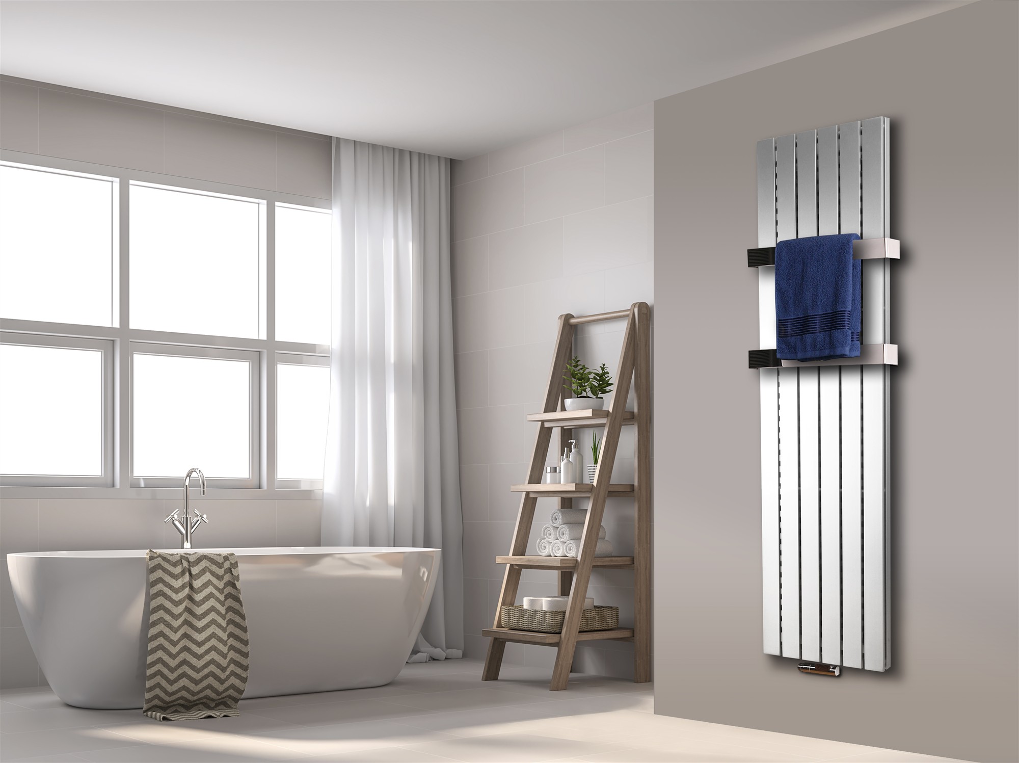 BADHEIZKÖRPER Design Peking 6 180x47cm 1964 Watt weiß +2 Halter 50mm glänzend SZAGATO Designheizkörper Handtuchheizkörper mit Mittelanschluss