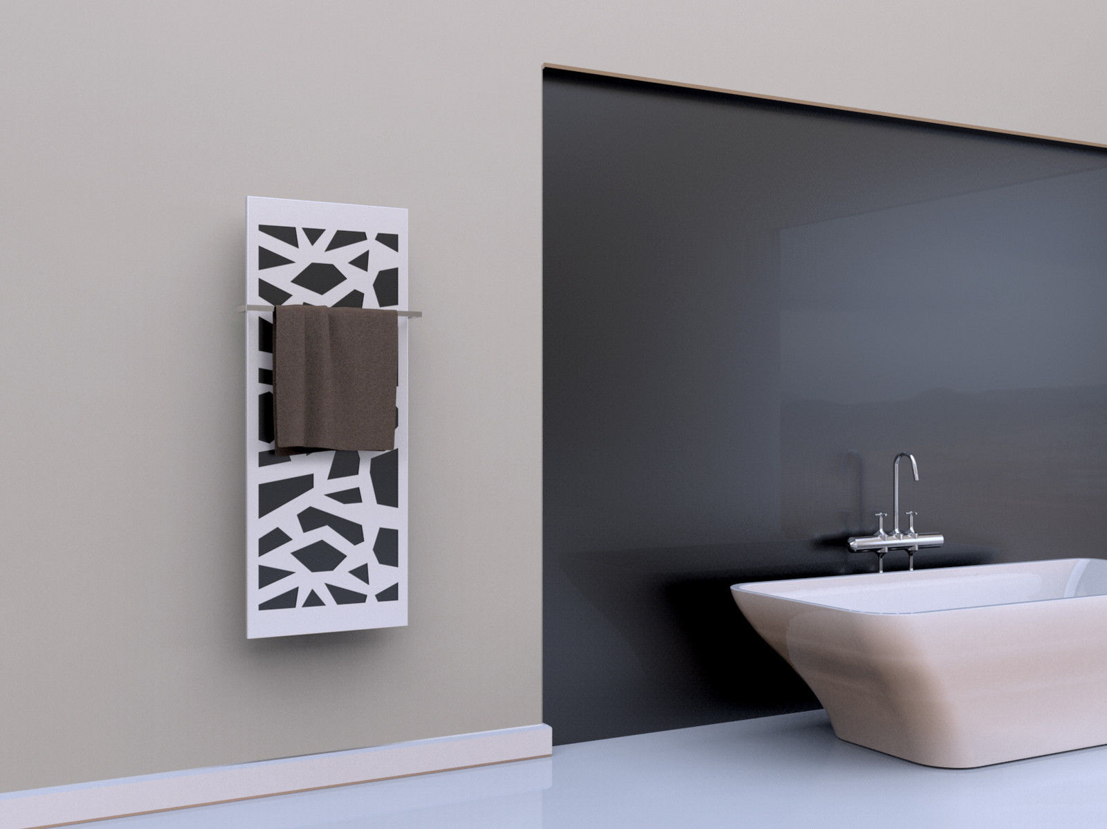 BADHEIZKÖRPER Design Mosaik 2 120x47cm 799Watt anthrazit - moonstoneweiß (+1 Halter 15mm) SZAGATO Designheizkörper Handtuchheizkörper Mittelanschluss