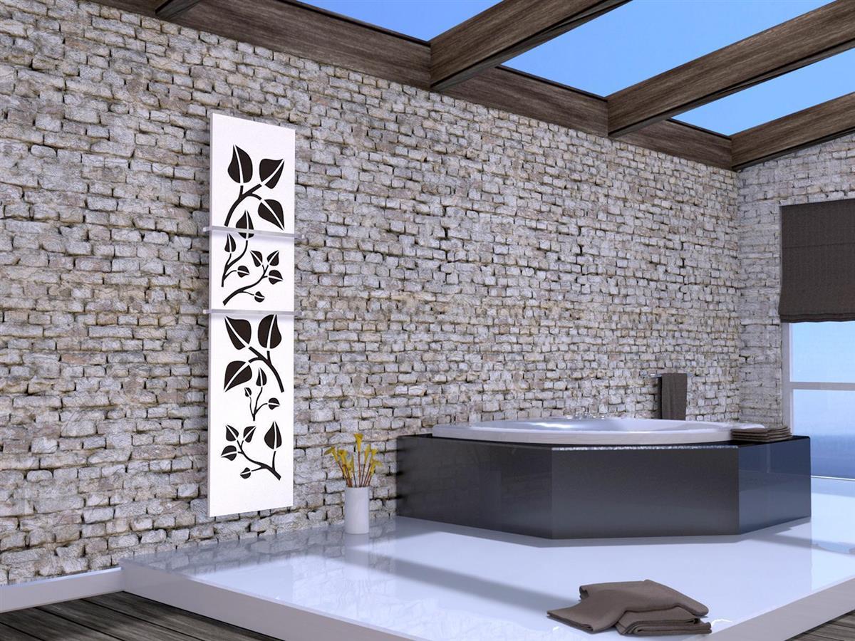 BADHEIZKÖRPER Design Leaves 3 180x47cm 1118 Watt weiß (+2 Halter 15mm) SZAGATO Designheizkörper Handtuchheizkörper mit Mittelanschluss Handtuchwärmer