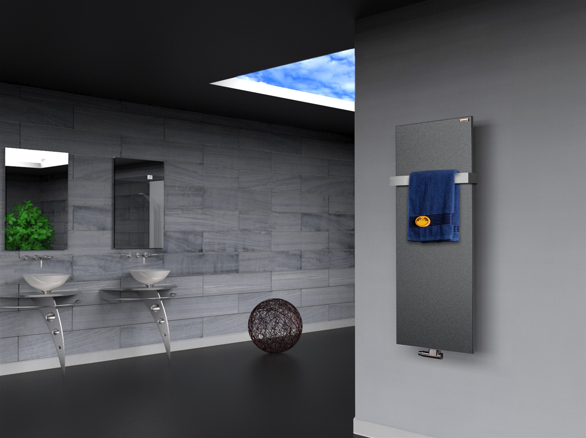 BADHEIZKÖRPER Design Mirror Steel 2 120x47cm 799 Watt anthrazit - moonstone (+1 Halter 50mm) SZAGATO Designheizkörper Mittelanschluss Handtuchwärmer