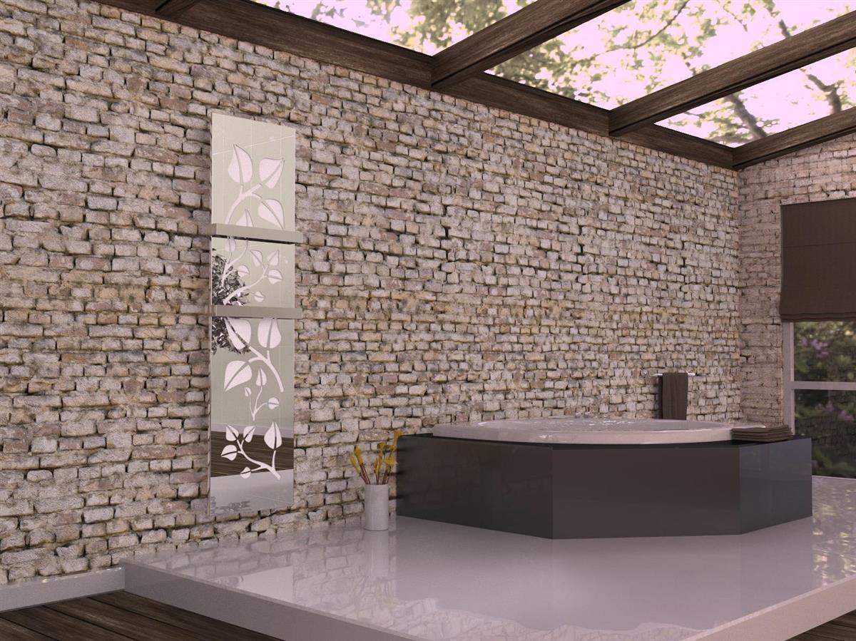 BADHEIZKÖRPER Design Leaves 3 180x47cm 1118 Watt Edelstahl Hochglanz (+2 Halter glänzend 50mm SZAGATO Designheizkörper Mittelanschluss Handtuchwärmer