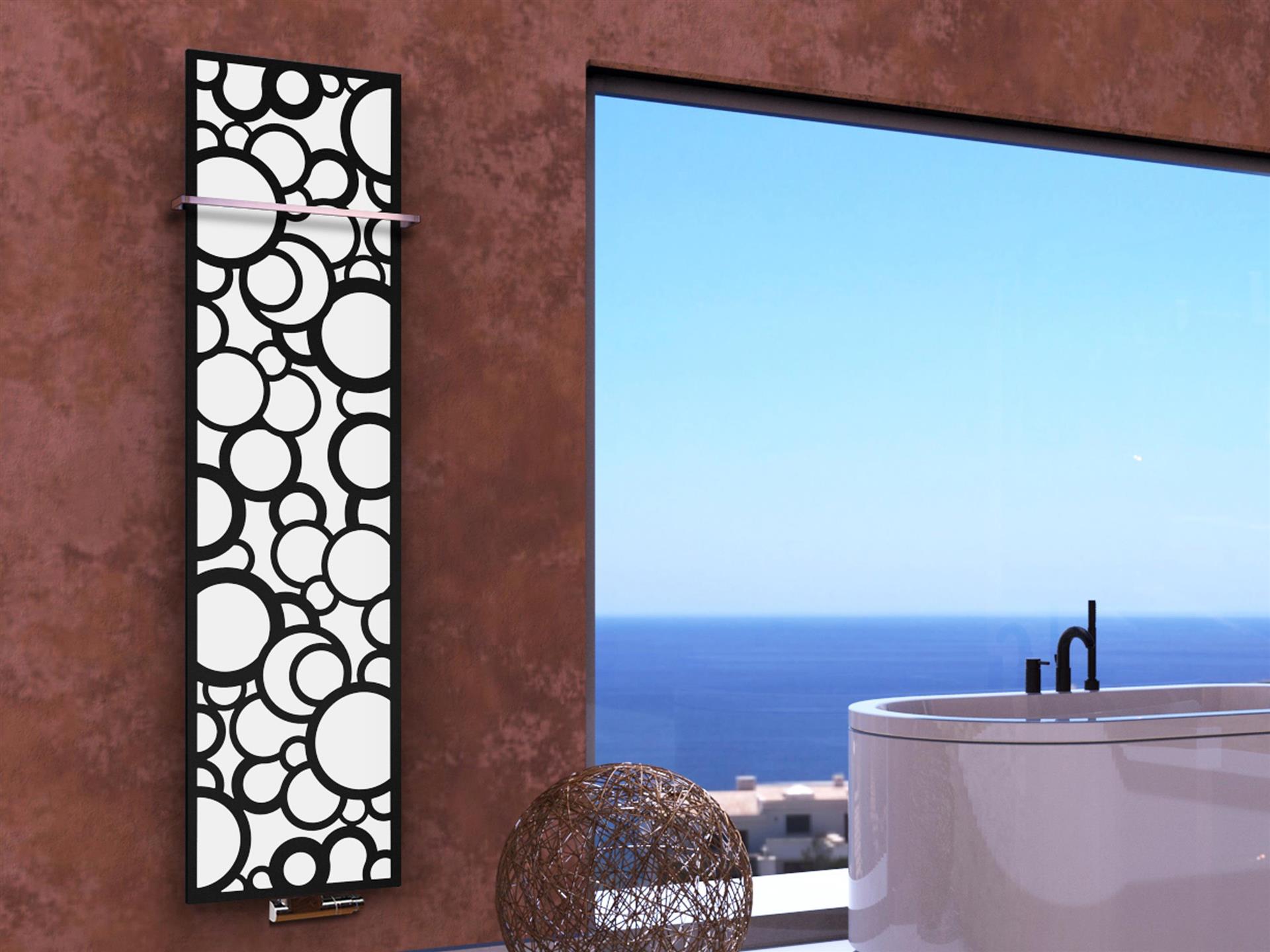 BADHEIZKÖRPER Design Kreta 3 180x47cm 1118 Watt schwarz +1 Halter 15mm SZAGATO Designheizkörper Handtuchheizkörper mit Mittelanschluss Handtuchwärmer