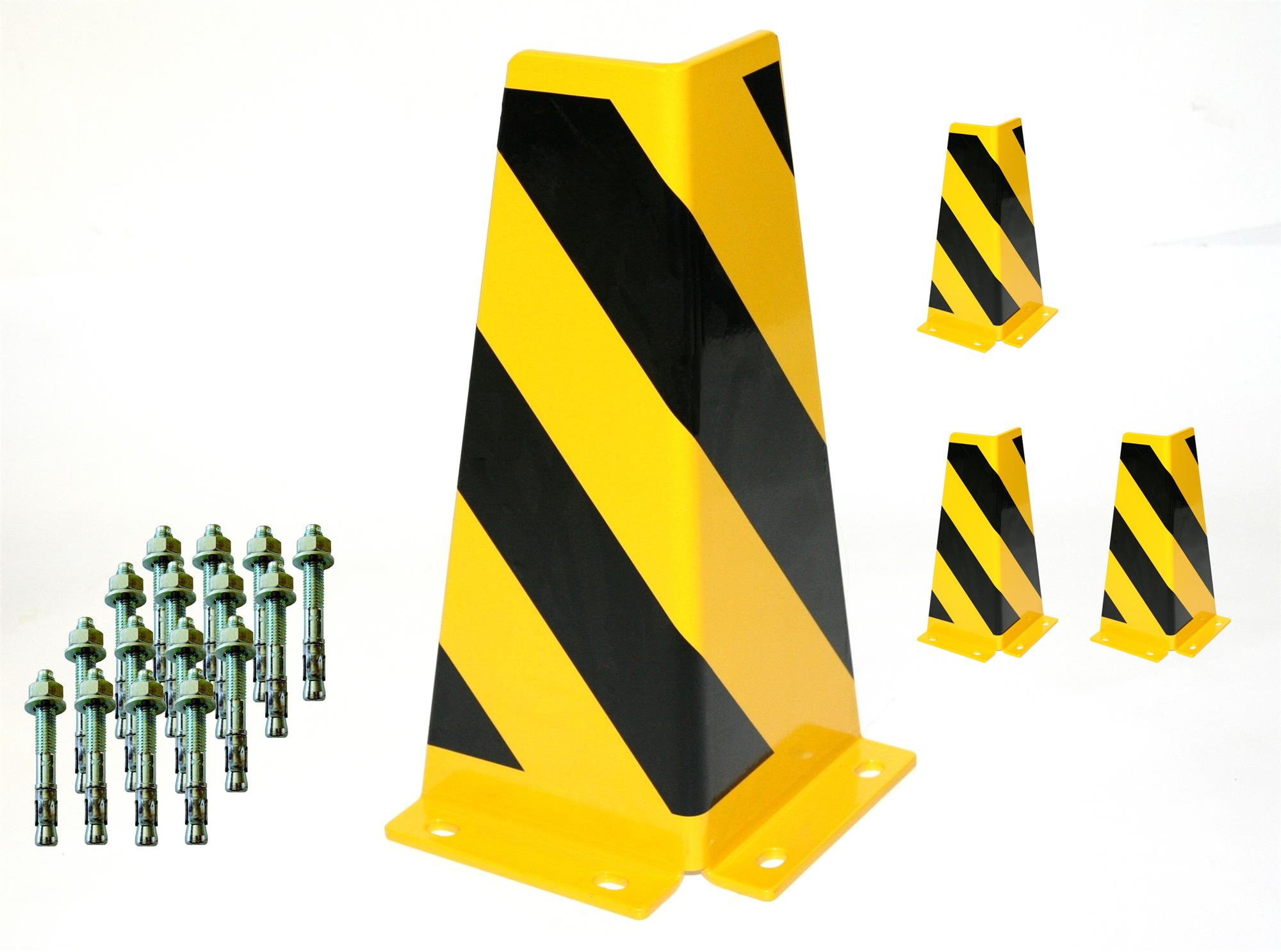 Rammschutz SET (4 Stück) 400x165x165x6 mm konisch + 16 Dübel SZAGATO Regal Anfahrschutz Regale Rammschutzbügel Anfahrschutzecke Rammschutzecke