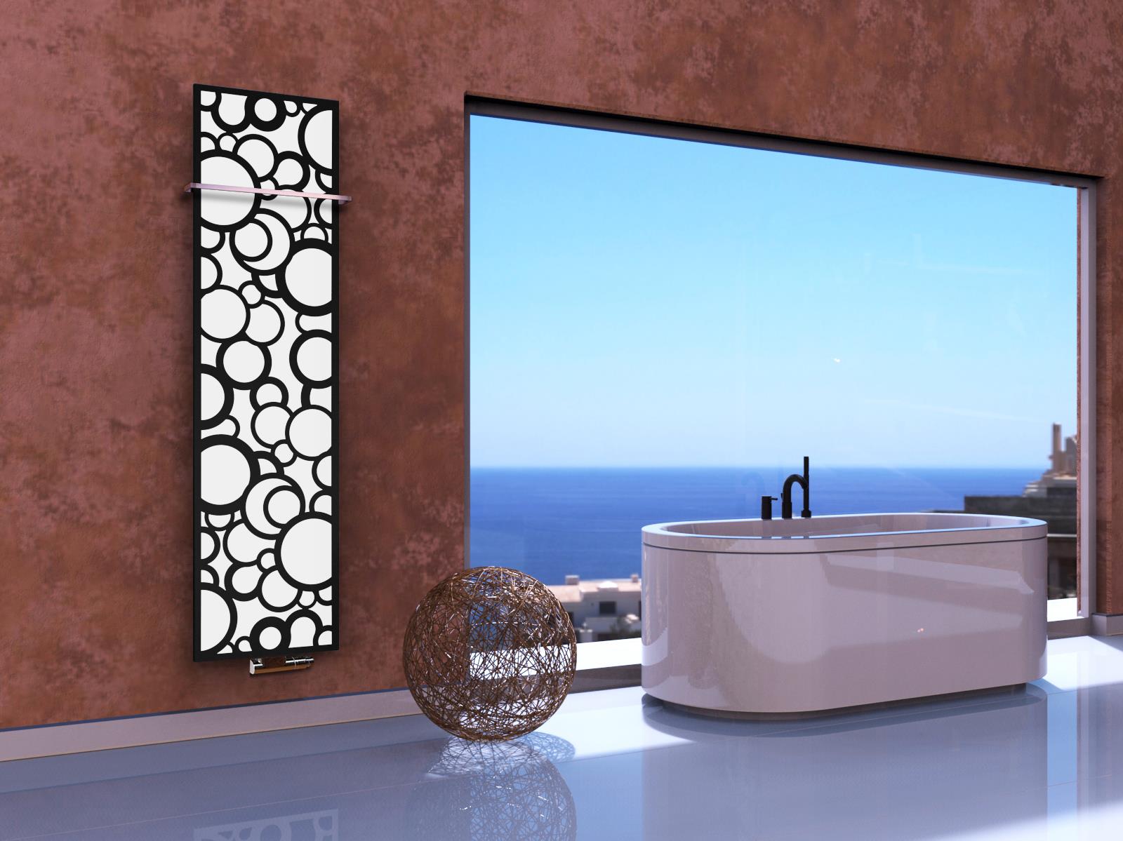 BADHEIZKÖRPER Design Kreta 3 180x47cm 1118 Watt schwarz +1 Halter 15mm SZAGATO Designheizkörper Handtuchheizkörper mit Mittelanschluss Handtuchwärmer
