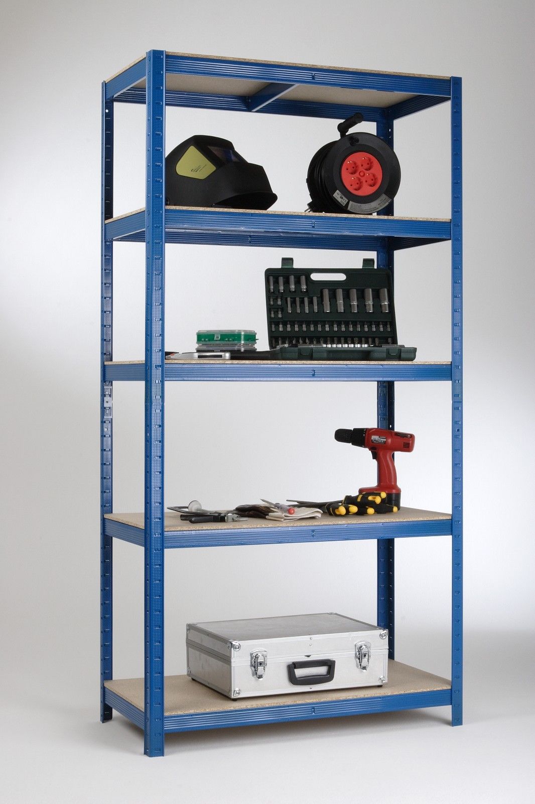 Steckregal 175 kg Profi I 220x90x45cm blau SZAGATO Metallregal Fachbodenregal Lagerregal Metall Fachboden Regal Schwerlastregal Regalsystem