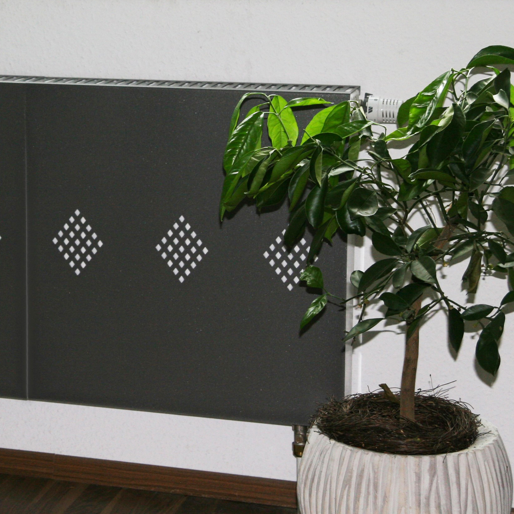 Heizkörperverkleidung 60 x 60cm Raute antharzit (1 Stück) SZAGATO Heizungsverkleidung Verkleidung Heizkörper Abdeckung Heizkörper Heizungsabdeckung