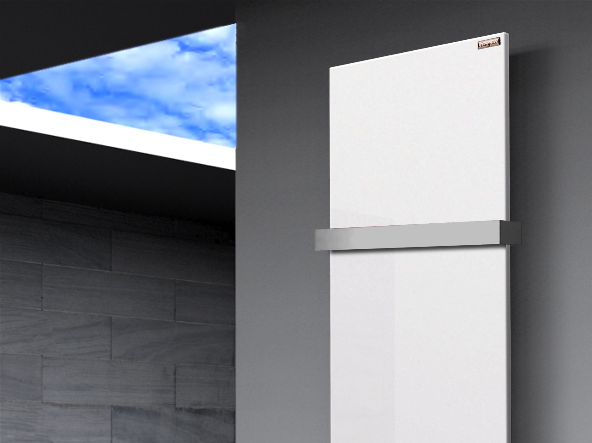BADHEIZKÖRPER Design Mirror Steel 3 180x47cm 1118 Watt weiß (+1 Halter 50mm) SZAGATO Designheizkörper Handtuchheizkörper mit Mittelanschluss