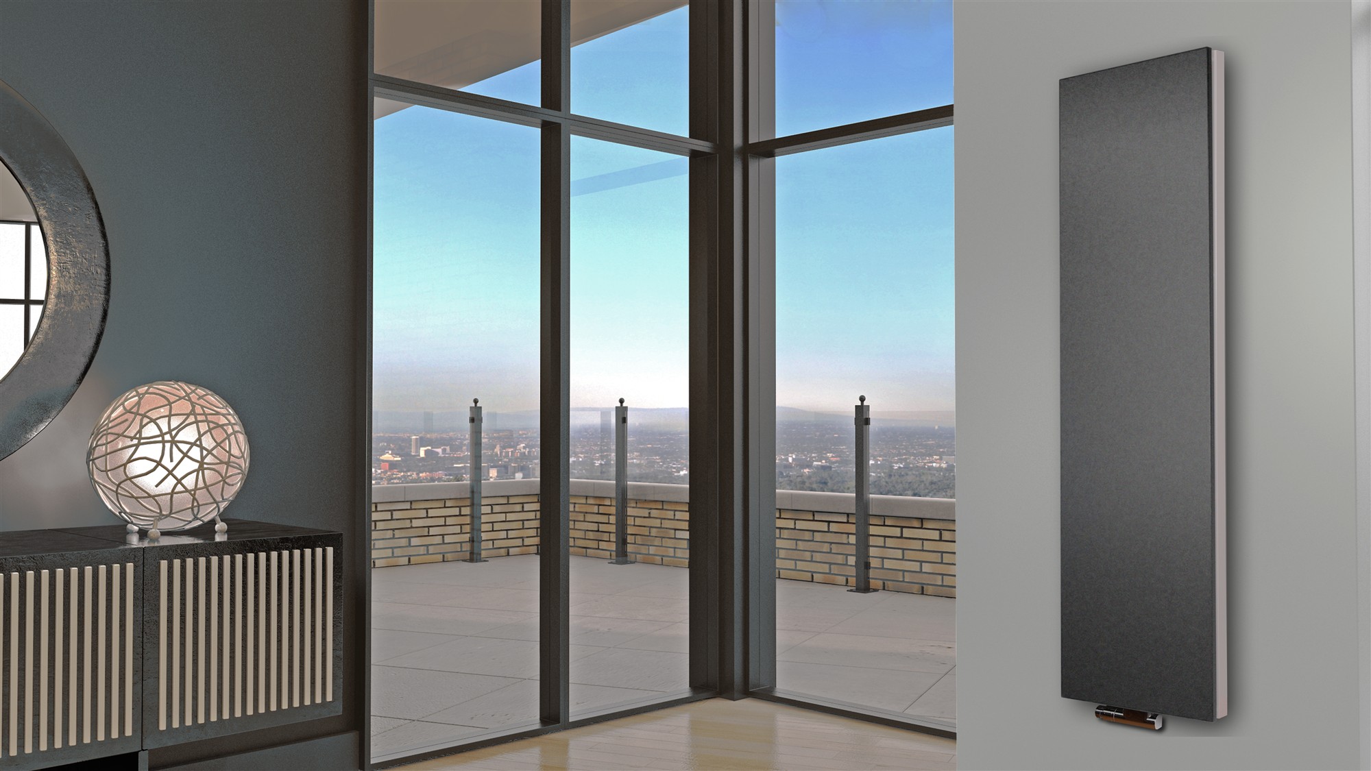 BADHEIZKÖRPER Design Mirror Steel 6 180x47cm 1964 Watt anthrazit moon SZAGATO Designheizkörper Handtuchheizkörper mit Mittelanschluss Handtuchwärmer