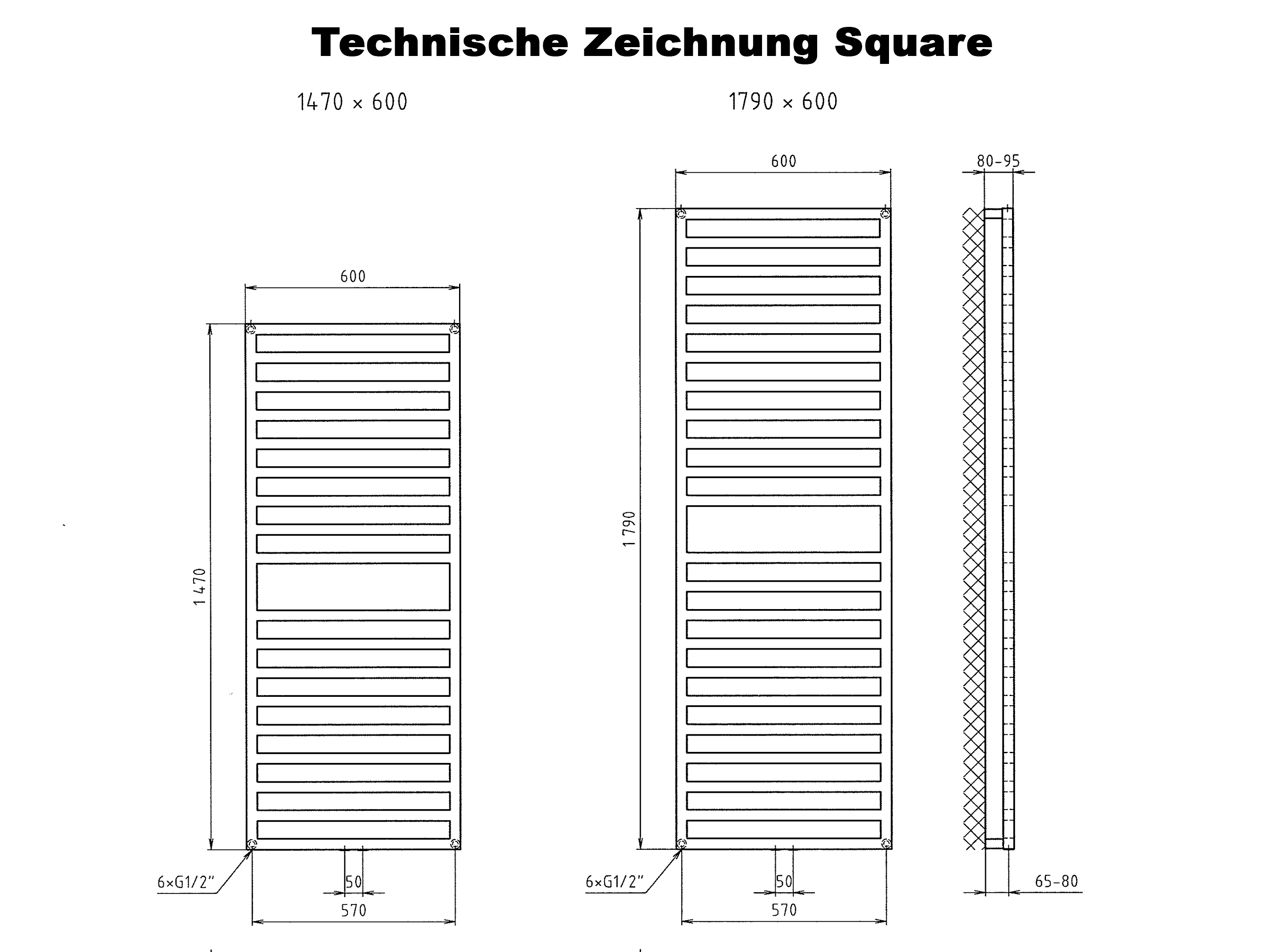 BADHEIZKÖRPER Design Square 3 179x60cm 1002 Watt anthrazit moonstone SZAGATO Designheizkörper Handtuchheizkörper mit Mittelanschluss Handtuchwärmer