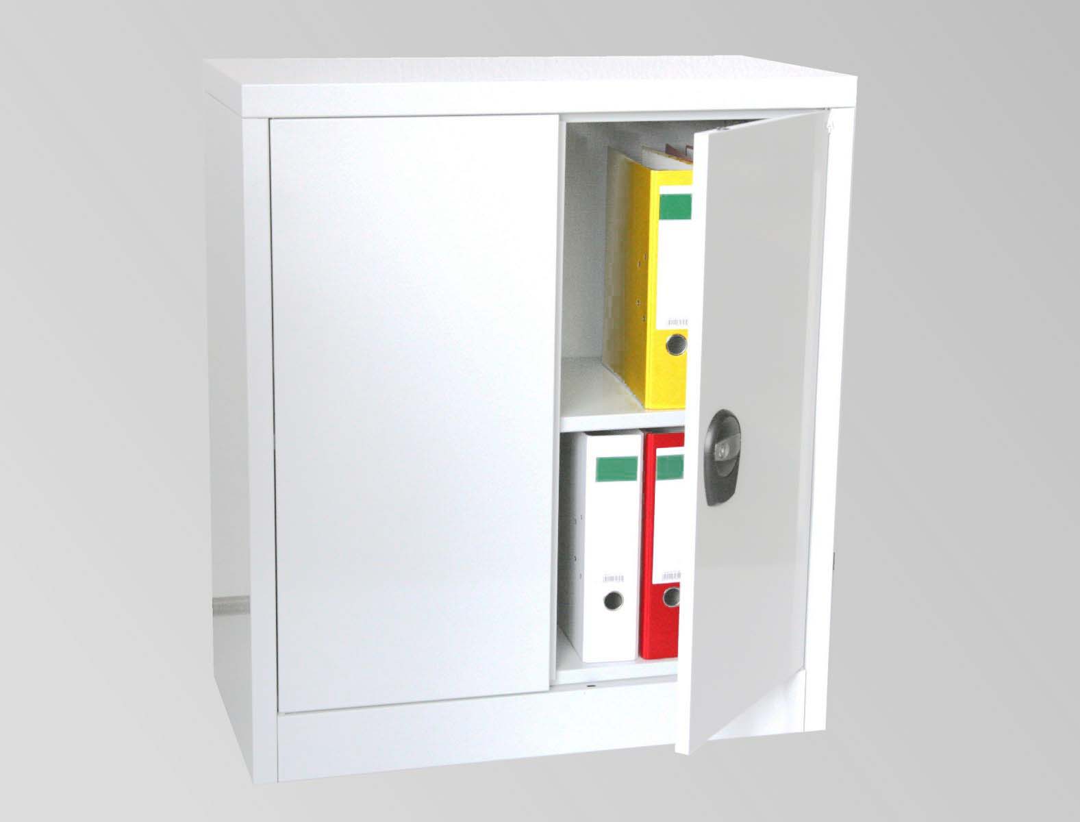 Stahlschrank 90x80x40cm 2 Böden Drehverschluss lichtgrau SZAGATO Metallschrank abschließbar Aktenschrank Ordnerschrank Büroschrank Werkzeugschrank