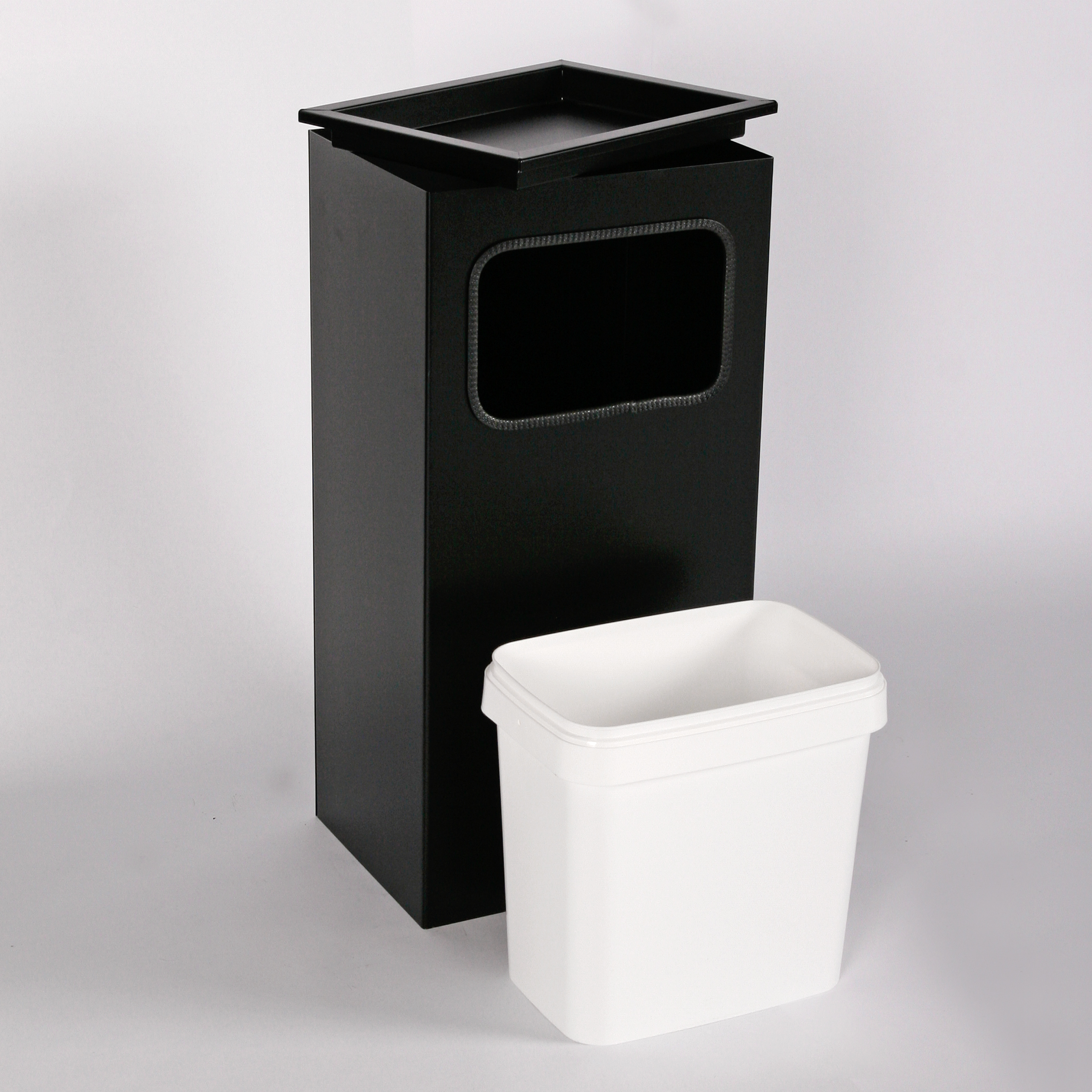 Aschenbecher mit Mülleimer Classic 62x30x23cm 12 ltr Schwarz inkl. Inneneimer SZAGATO Standascher Aschenbecher Abfalleimer Mülleimer mit Aschenbecher
