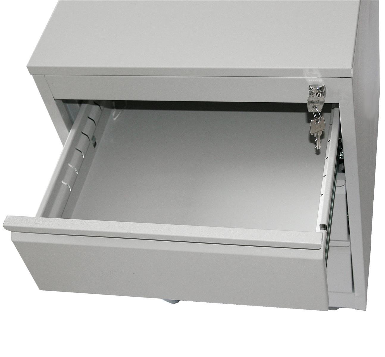 Rollcontainer Stahl Profi 3 Schubladen HxBxT 60x46x60cm lichtgrau SZAGATO Bürocontainer Schreibtisch UnterschrankRollcontainers Rollcontainer Büro