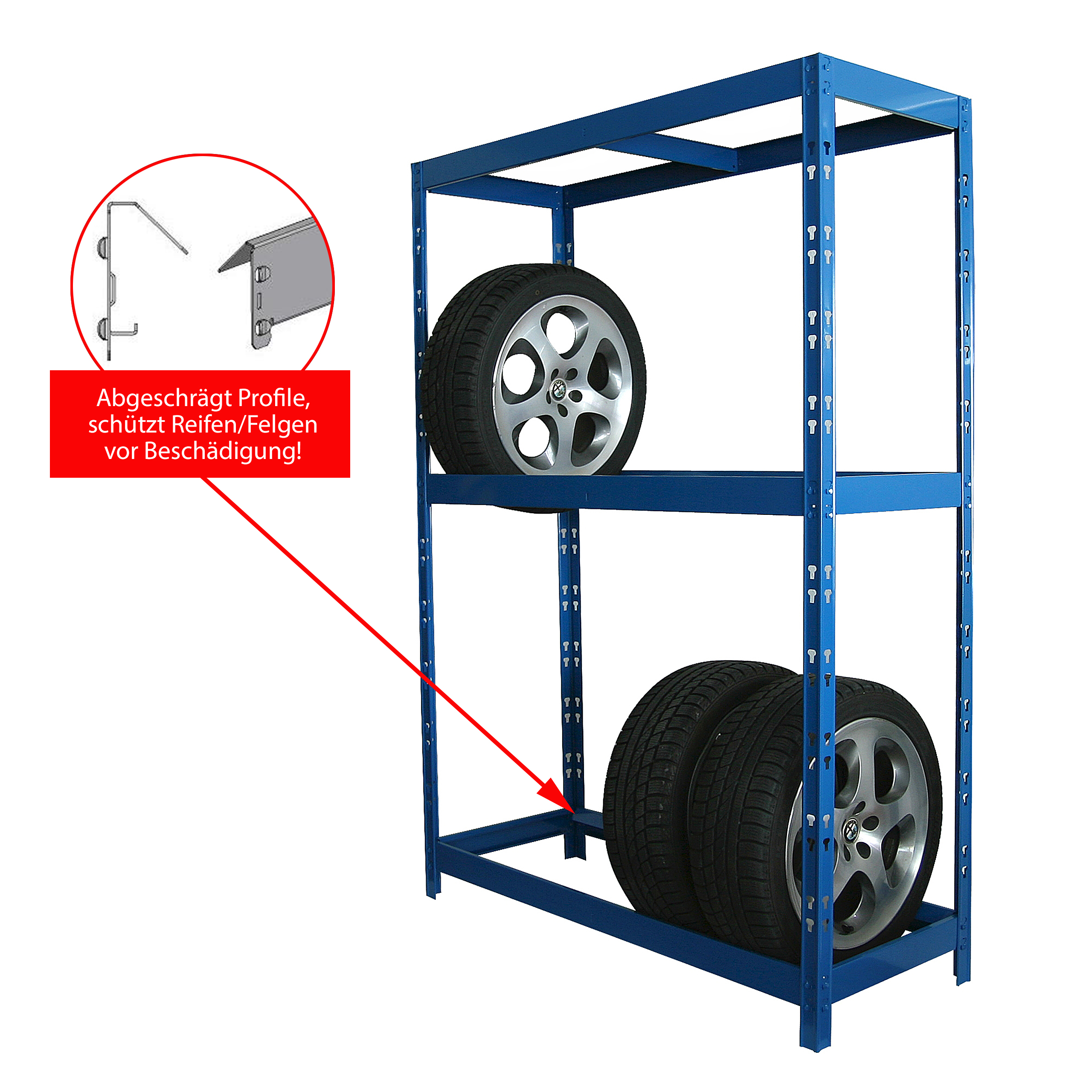 Reifenregal 180x130cm (Alle Ausführungen) SZAGATO Räderregal Felgenregal Reifen Ständer  Metallregal Lagerregal Autoreifen Regal Regalsystem
