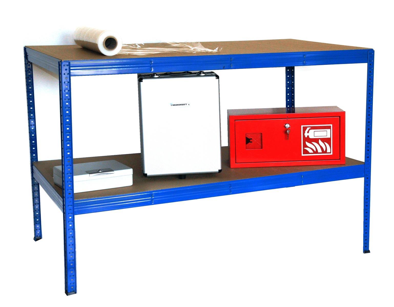 Werkbank Verpackungstisch 350 kg Profi 100x150x80cm 2 Böden blau SZAGATO Werkbank als Regal Werkbänk Metallregal Fachbodenregal Regalsystem Werkbank Verpackungstisch 350 kg Profi 100x150x80cm 2 Böden blau SZAGATO Werkbank als Regal Werkbänk Metallregal Fachbodenregal Regalsystem