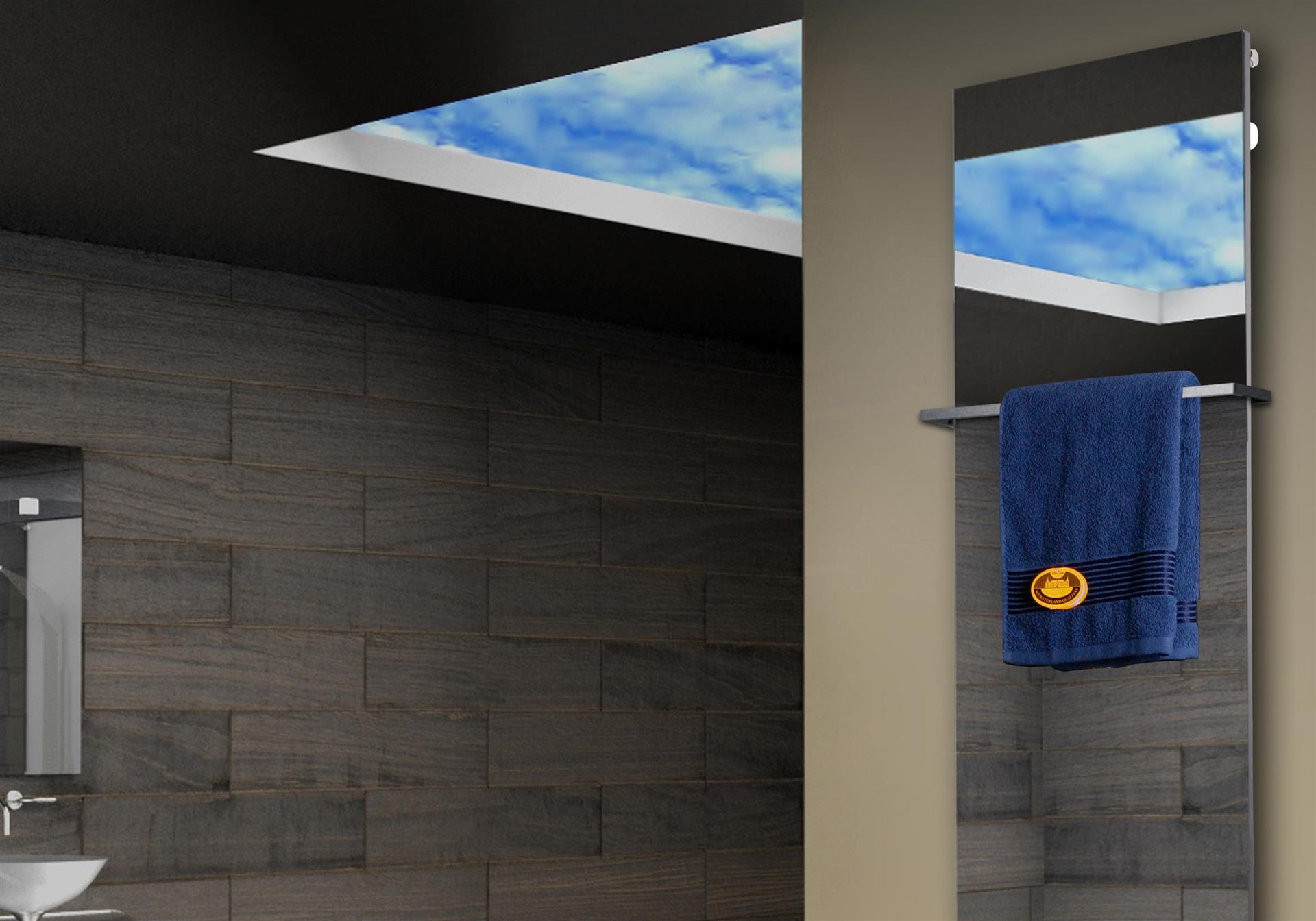 Badheizkörper mit Spiegel Design Montevideo 3 (Spiegelfront) 180x47cm 1118 Watt (+1 Halter 15mm) SZAGATO Designheizkörper mit Mittelanschluss