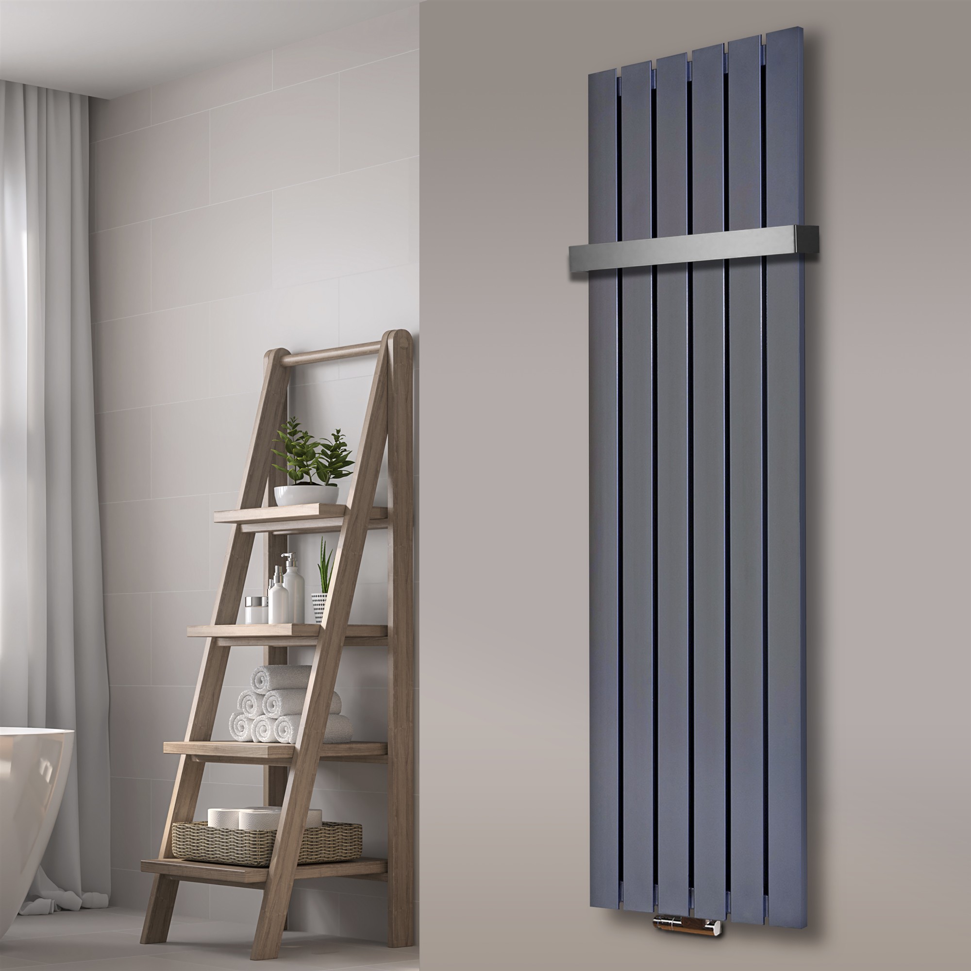 BADHEIZKÖRPER Design Peking 3 180x47cm Edelstahloptik (+1 Halter 50mm) SZAGATO Designheizkörper Handtuchheizkörper mit Mittelanschluss Handtuchwärmer