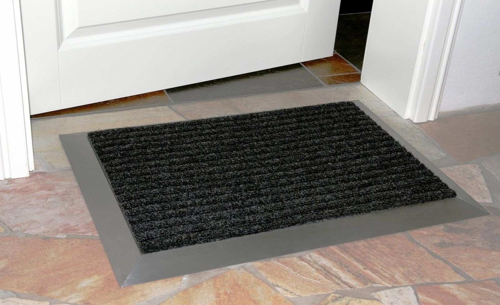 Edelstahlrahmen mit Fußmatte Ripps 70x50cm SZAGATO Made in Germany Schuhabstreifer Edelstahl außen Schmutzfangmatte Fußabtreter Schmutzmatte