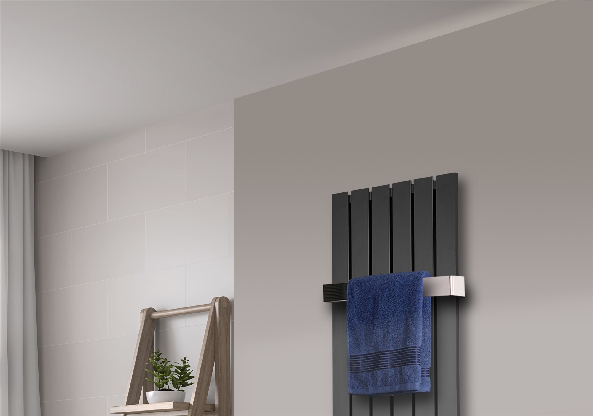 BADHEIZKÖRPER Design Peking 2 120x47cm 799Watt anthrazit - moonstone +1 Halter 50mm glänzend SZAGATO Handtuchheizkörper Mittelanschluss Handtuchwärmer