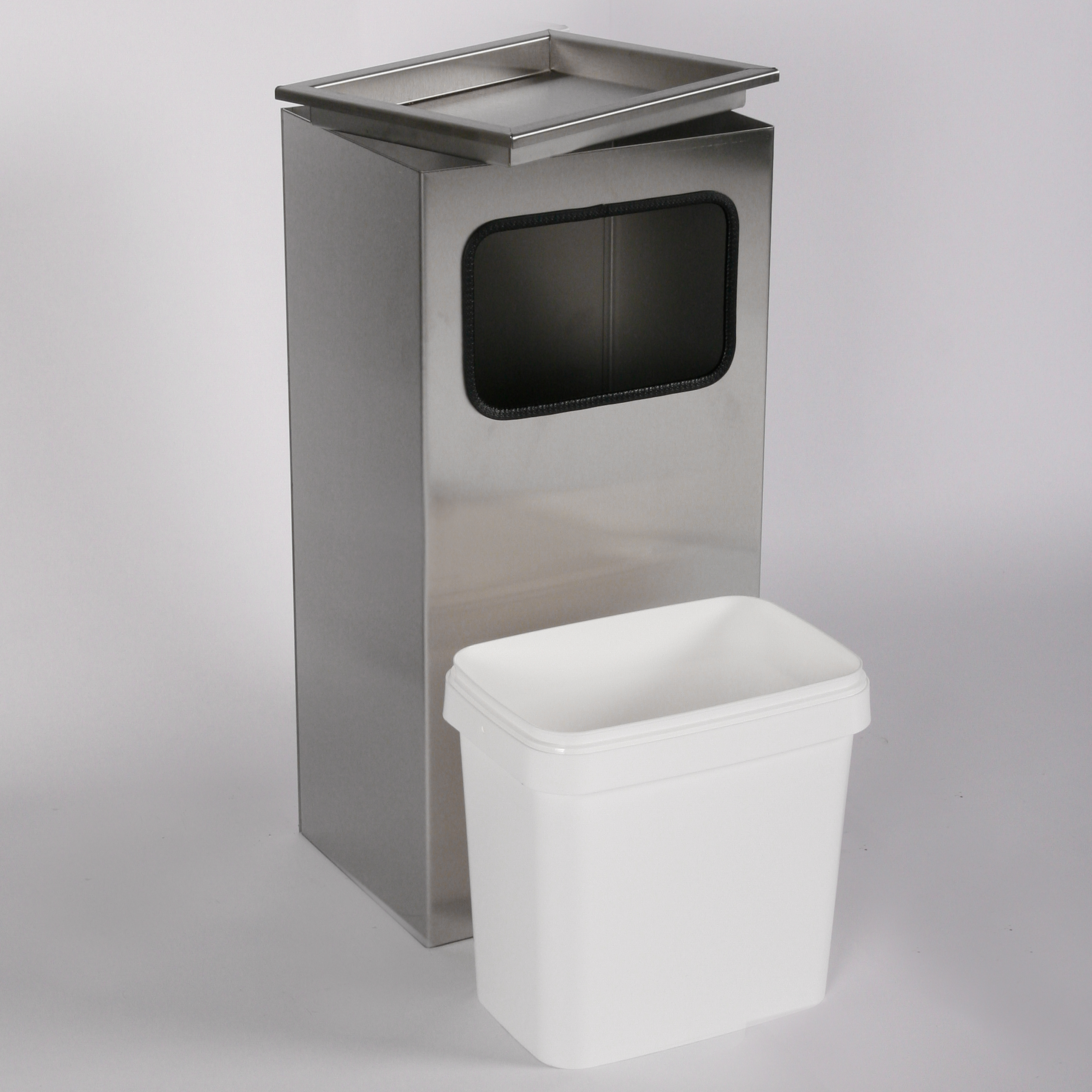 Aschenbecher mit Mülleimer Classic 62x30x23cm 12 ltr Edelstahl inkl. Inneneimer SZAGATO Standascher Aschenbecher Abfalleimer Mülleimer Aschenbecher