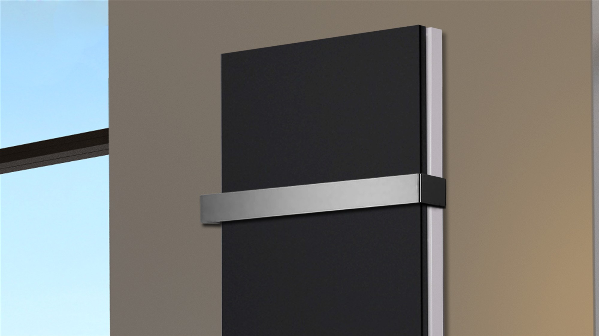 BADHEIZKÖRPER Design Mirror Steel 5 120x47cm 1458 Watt schwarz (+1 Halter 50mm) SZAGATO Designheizkörper Handtuchheizkörper mit Mittelanschluss