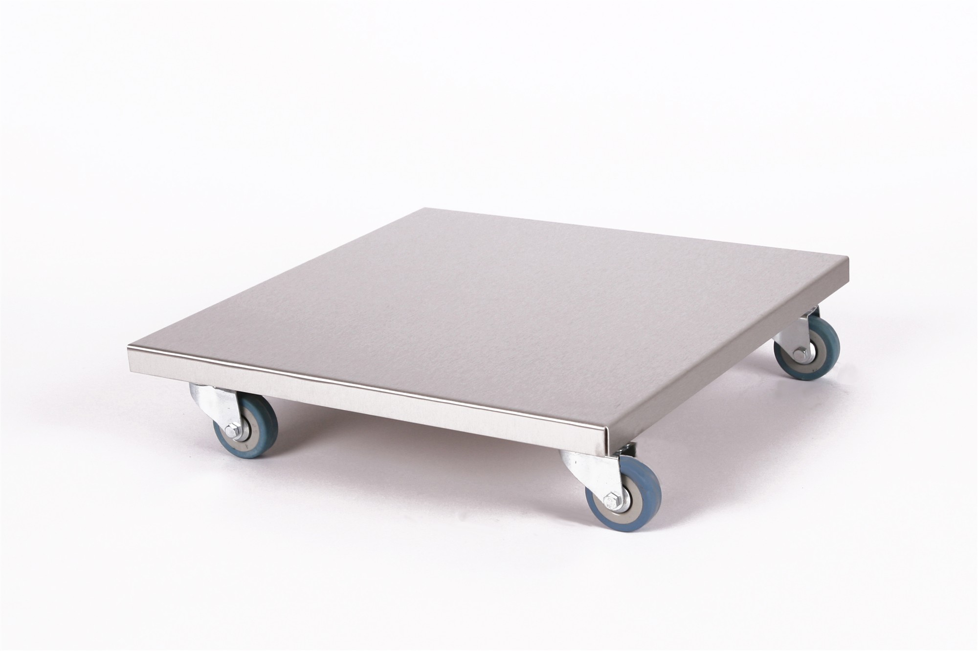 Rollbrett Pflanzenroller 40x40cm Edelstahl 150 kg PU-Rolle SZAGATO Made in Germany Blumenuntersetzer Möbelroller Outdoor Blumenroller Transportroller
