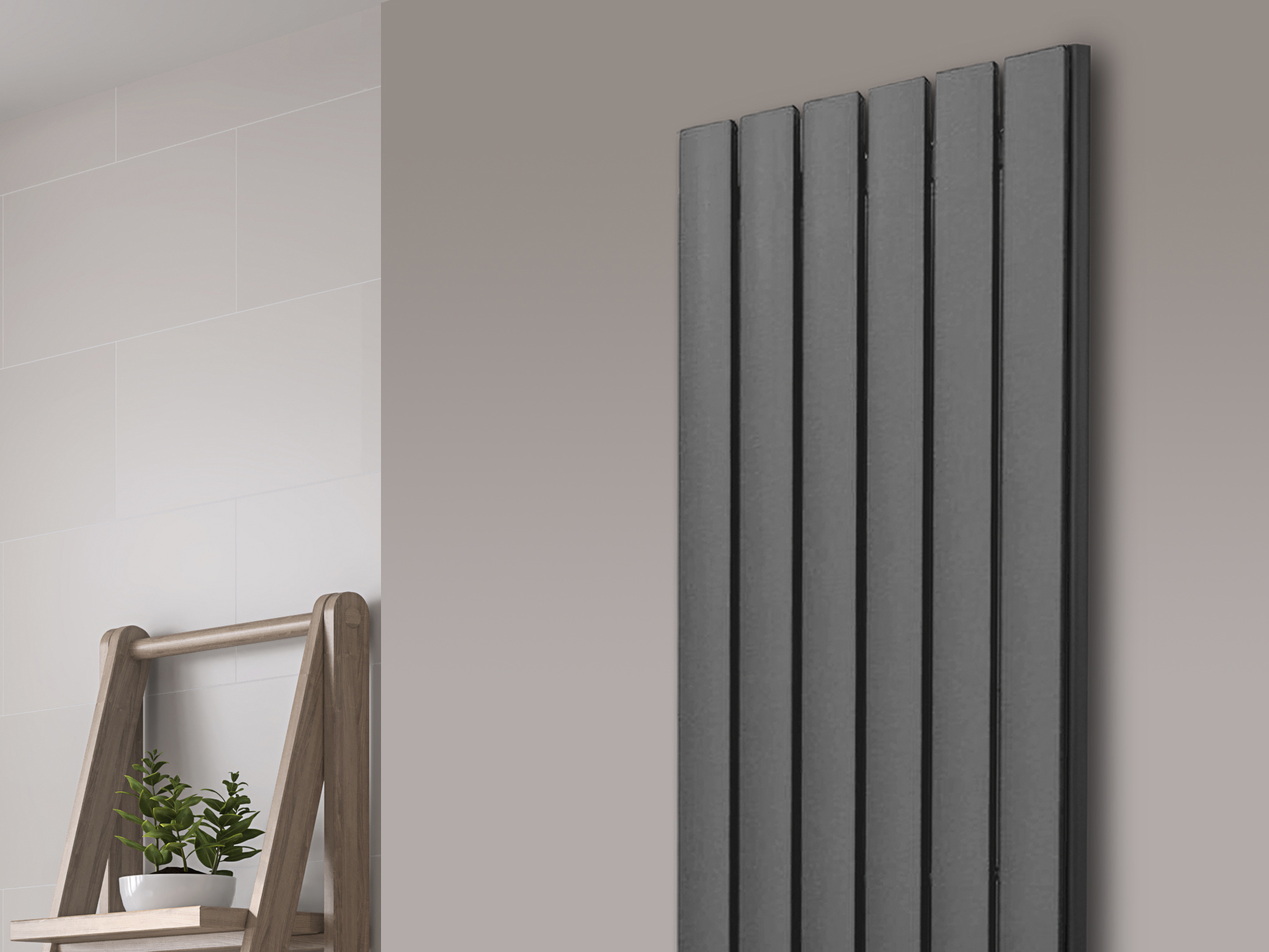 BADHEIZKÖRPER Design Peking 6 180x47cm 1964 Watt moonstone (+2 Knopfhalter) SZAGATO Designheizkörper Handtuchheizkörper mit Mittelanschluss Handtuchwärmer