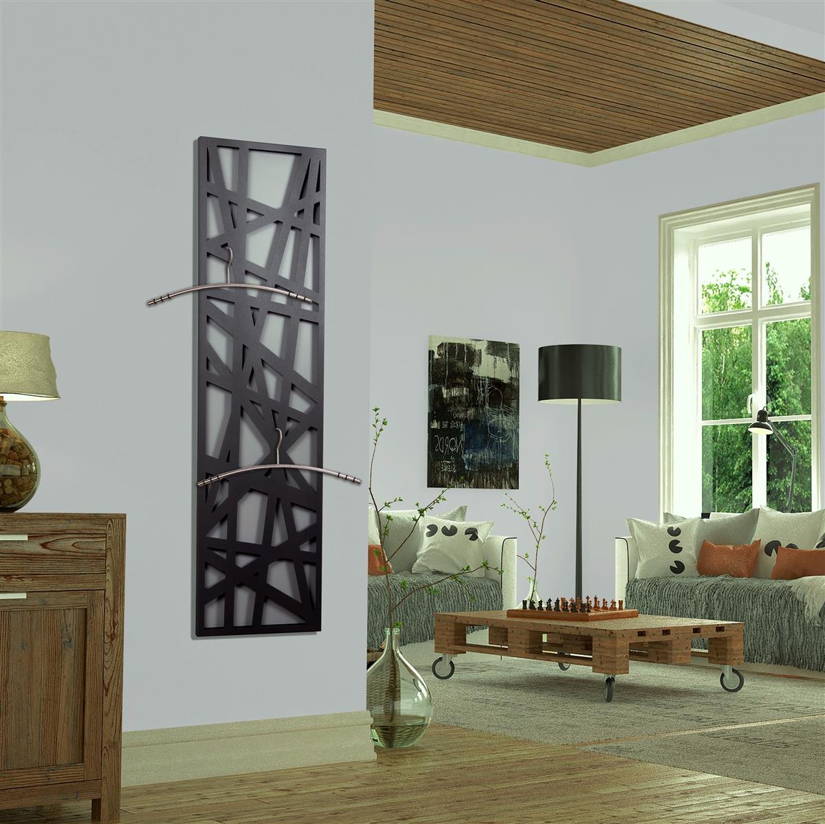 Wandgarderobe Design Stripes 140x40cm moonstone grau SZAGATO Made in Germany Garderobenpaneel Garderobenleiste Garderobenleisten Flurgarderobe Flur