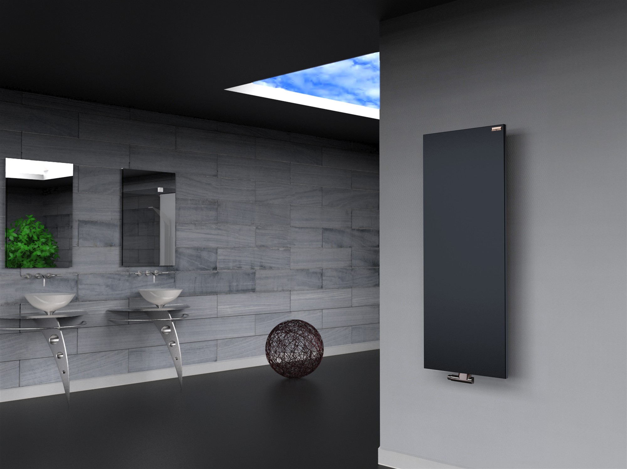 BADHEIZKÖRPER Design Mirror Steel 2 120x47cm 799 Watt anthrazit SZAGATO Designheizkörper Handtuchheizkörper mit Mittelanschluss Handtuchwärmer