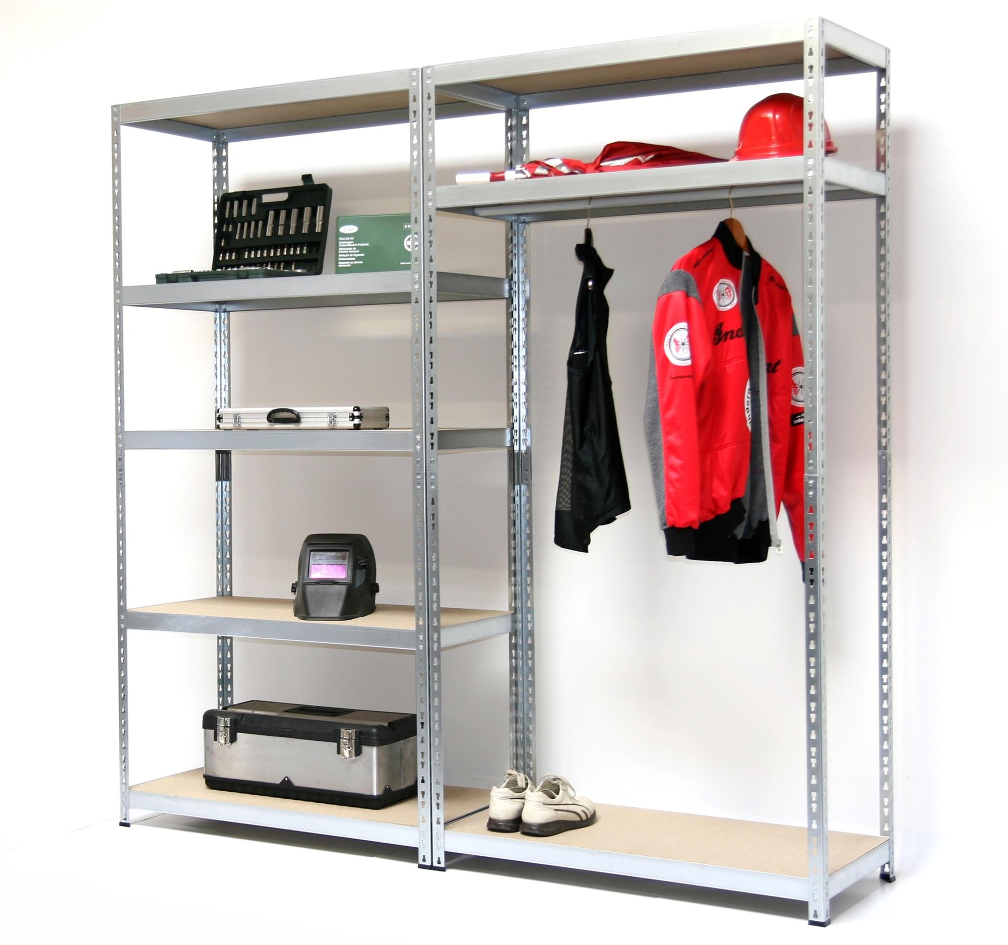Garderoben-Regal 180x180x46cm, 8 Böden, 175 KG Belastbarkeit / Boden