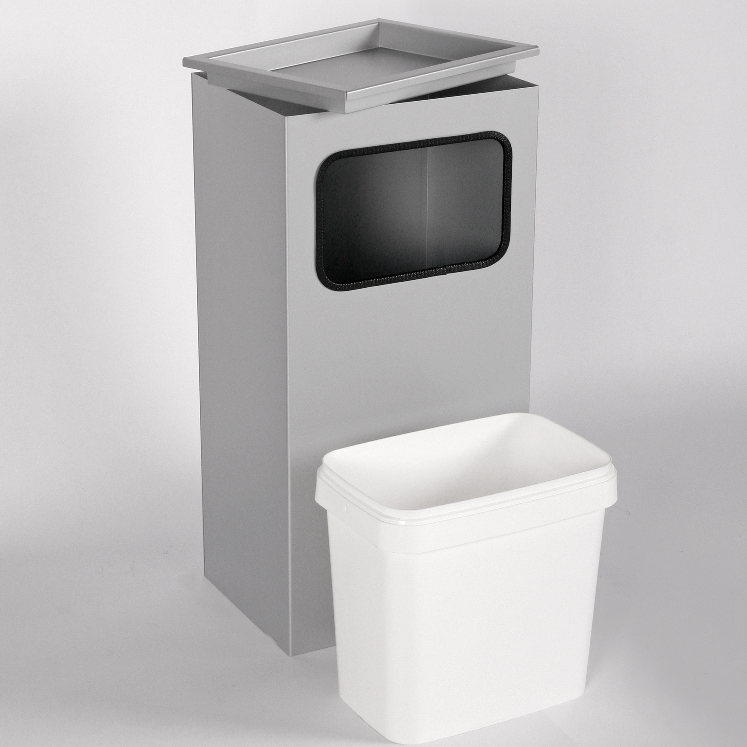 Aschenbecher mit Mülleimer Classic 62x30x23cm 12 ltr. grau inkl. Inneneimer SZAGATO Standascher Aschenbecher Abfalleimer Mülleimer mit Aschenbecher