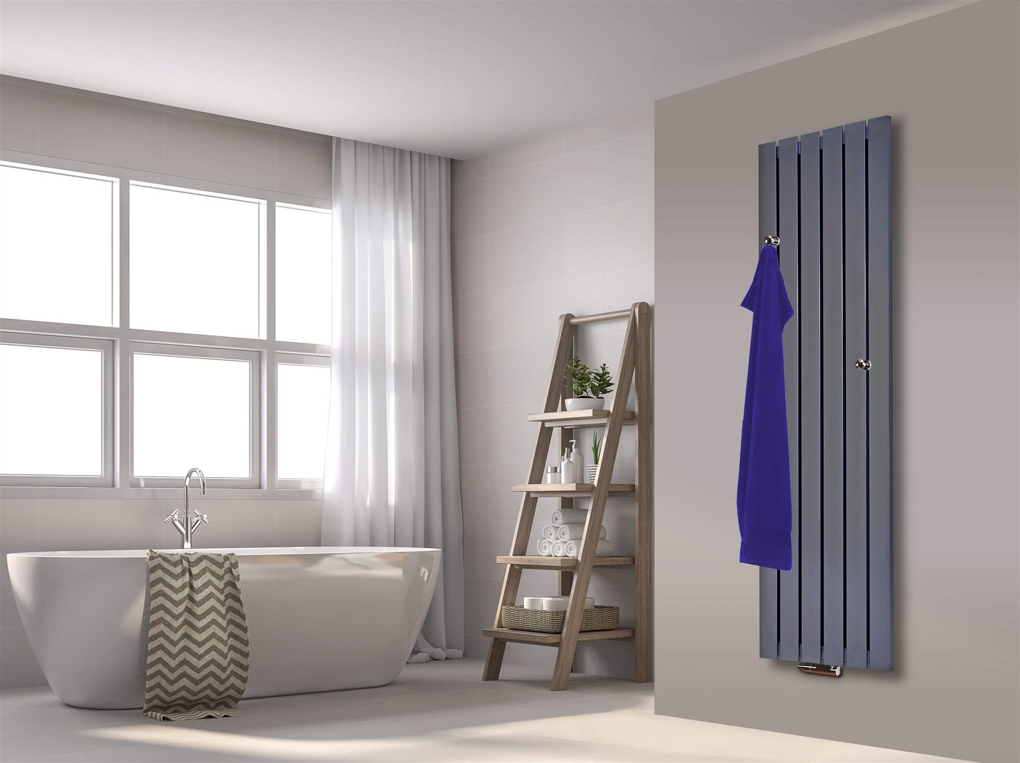 BADHEIZKÖRPER Design Peking 3 180x47cm Edelstahloptik (+ 2 Knopfhalter) SZAGATO Designheizkörper Handtuchheizkörper Mittelanschluss Handtuchwärmer