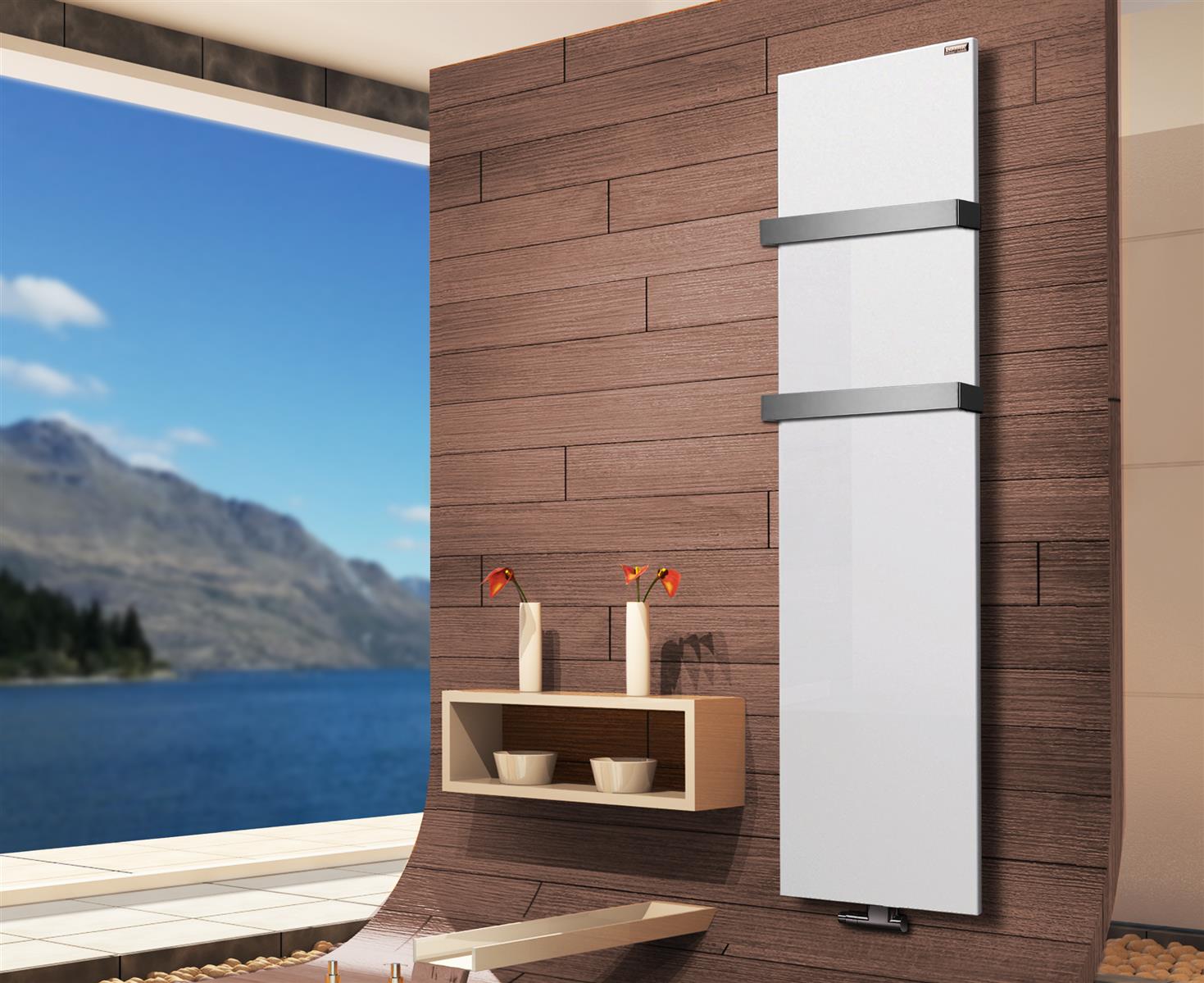 BADHEIZKÖRPER Design Mirror Steel 3 180x47cm 1118 Watt weiß (+2 Halter 50mm) SZAGATO Designheizkörper Handtuchheizkörper mit Mittelanschluss