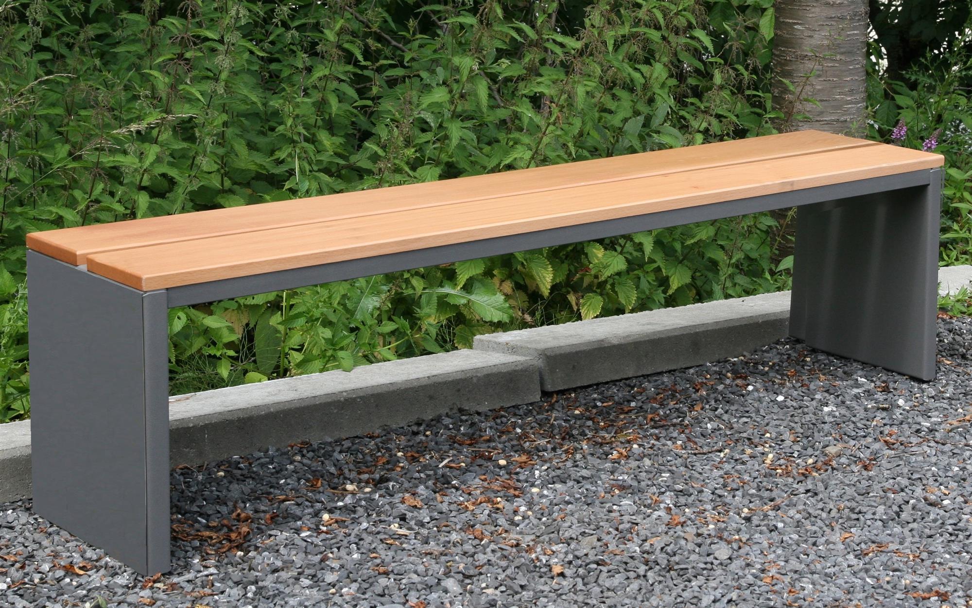 Parkbank, BxTxH: 200x30x40 cm, (D-Form) moonstone-grauSZAGATO Made in Germany Sitzbank Metall Umkleidebank Parkbank wetterfest Parkbänke