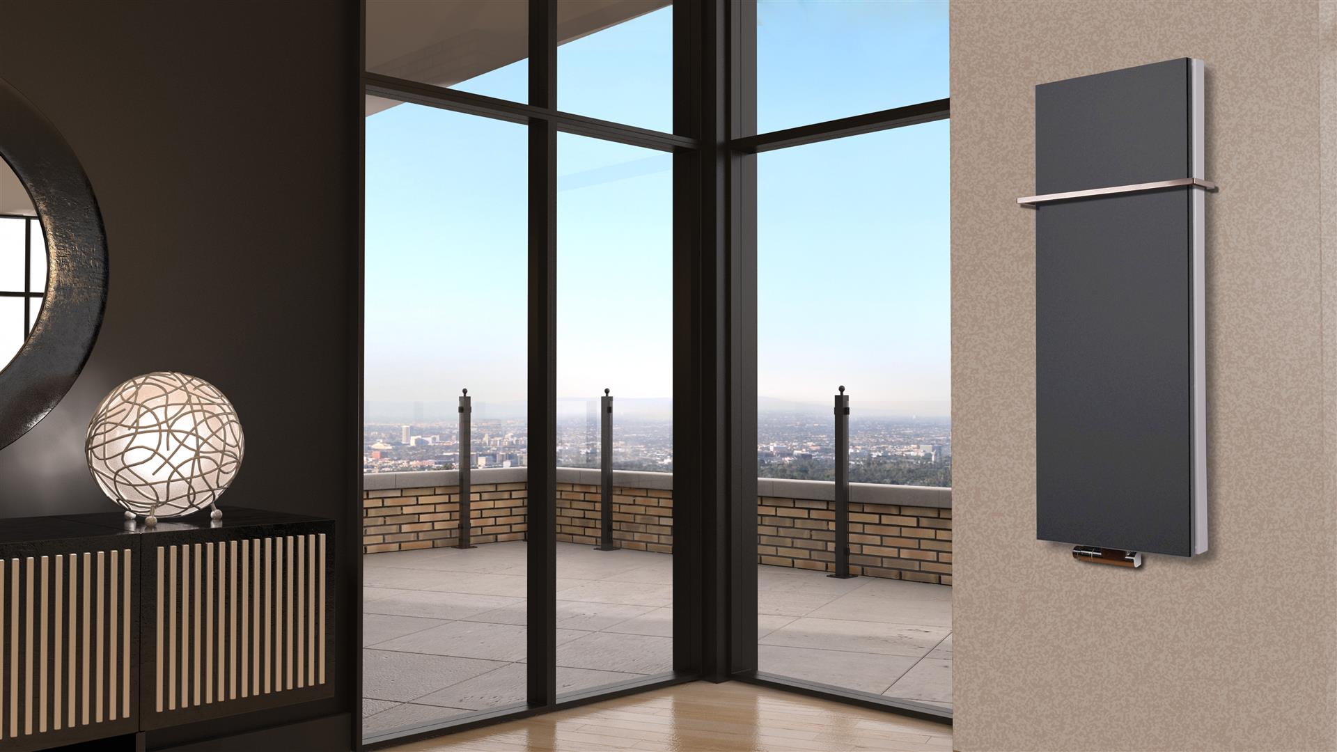 BADHEIZKÖRPER Design Mirror Steel 5 120x47cm 1458 Watt anthrazit (+1 Halter 15mm) SZAGATO Designheizkörper Handtuchheizkörper mit Mittelanschluss