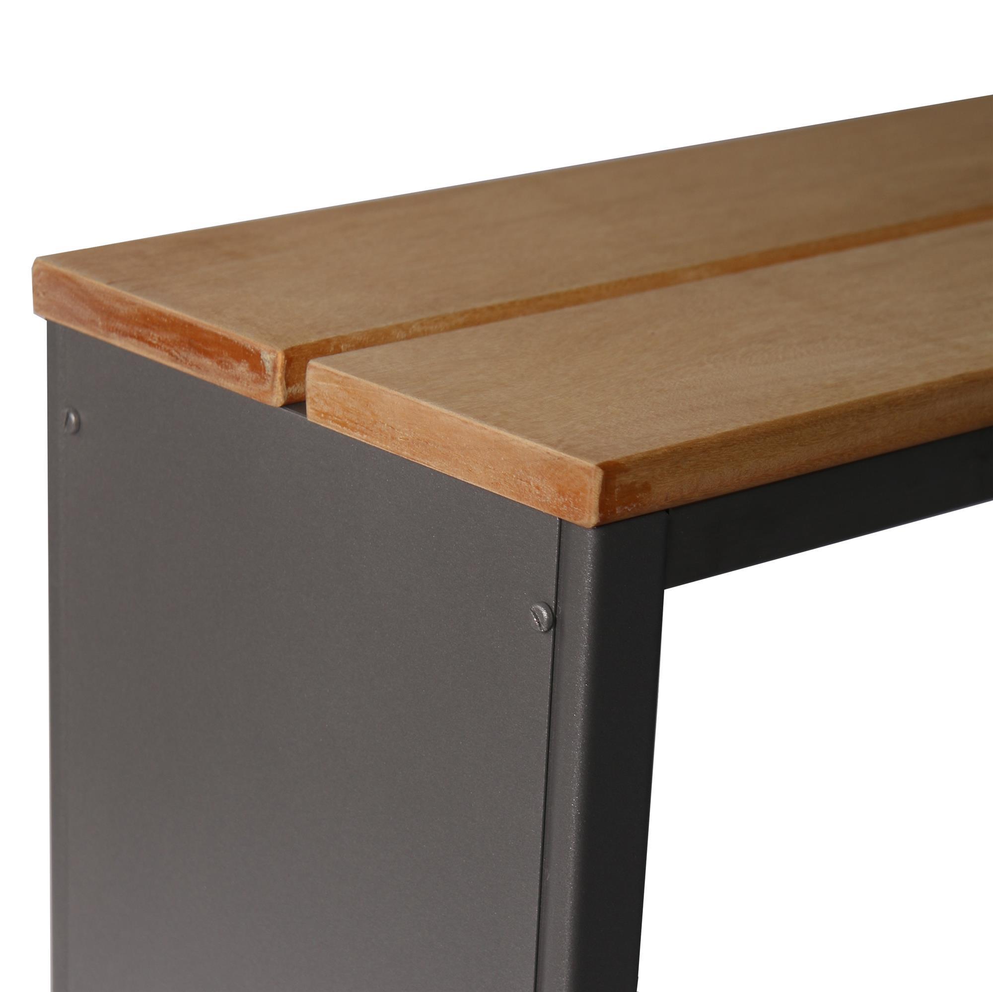 Parkbank, BxTxH: 200x30x40 cm, (D-Form) moonstone-grauSZAGATO Made in Germany Sitzbank Metall Umkleidebank Parkbank wetterfest Parkbänke