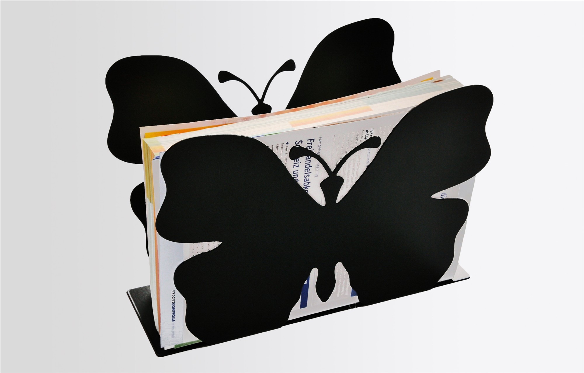 Zeitungsständer Butterfly solo 23x32x12cm schwarz SZAGATO Made in Germany  Zeitschriftenständer Metall Zeitschriftenhalter Zeitungshalter modern