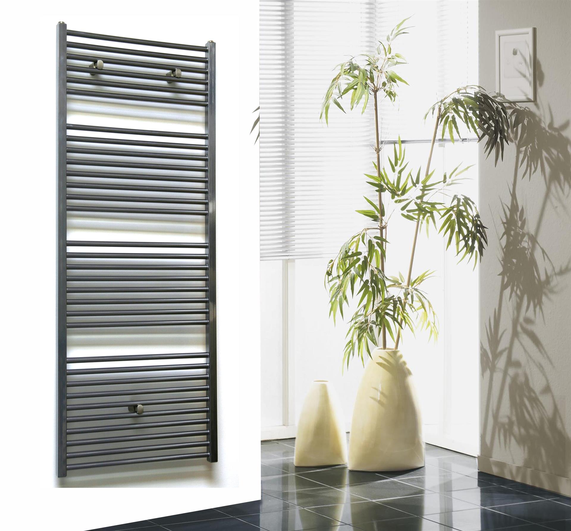 BADHEIZKÖRPER Design Berlin 3 153x60cm 1118 Watt Edelstahloptik SZAGATO Handtuchheizkörper mit Seitenanschluss Handtuchwärmer mit Seitenanschluss