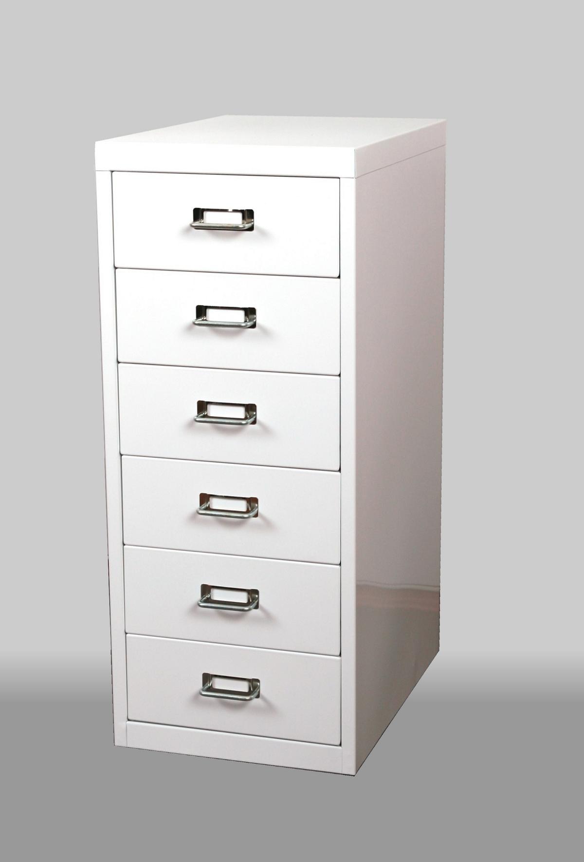 Schubladenschrank Metall 6 Schubladen HxBxT 66x28x40cm weiß SZAGATO Schubladen-Container Büroschrank Werkzeugschrank Aufbewahrungsschrank