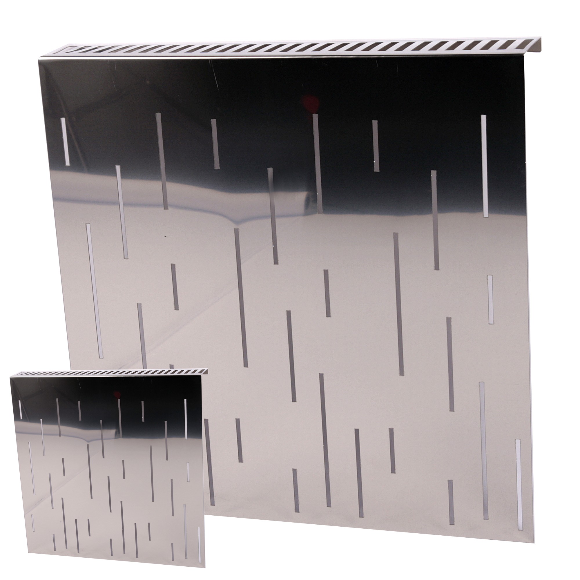 Heizkörperverkleidung Edelstahl glänzend 60 x 60cm Design Rain (1 Stück) SZAGATO Heizungsverkleidung Verkleidung Heizkörper Abdeckung für Heizkörper