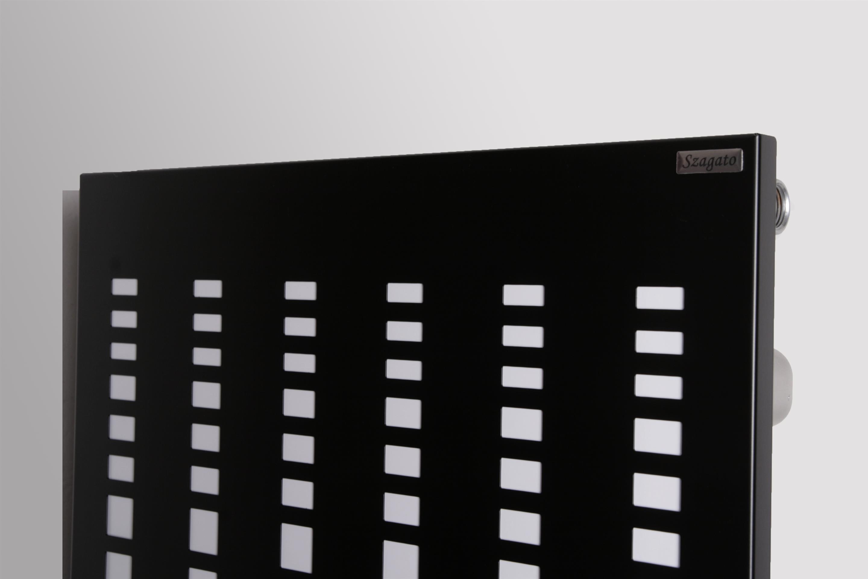 BADHEIZKÖRPER Design broken Mirror 2 120x47cm 799 Watt schwarz (+1 Halter 15mm) SZAGATO Designheizkörper Handtuchheizkörper mit Mittelanschluss