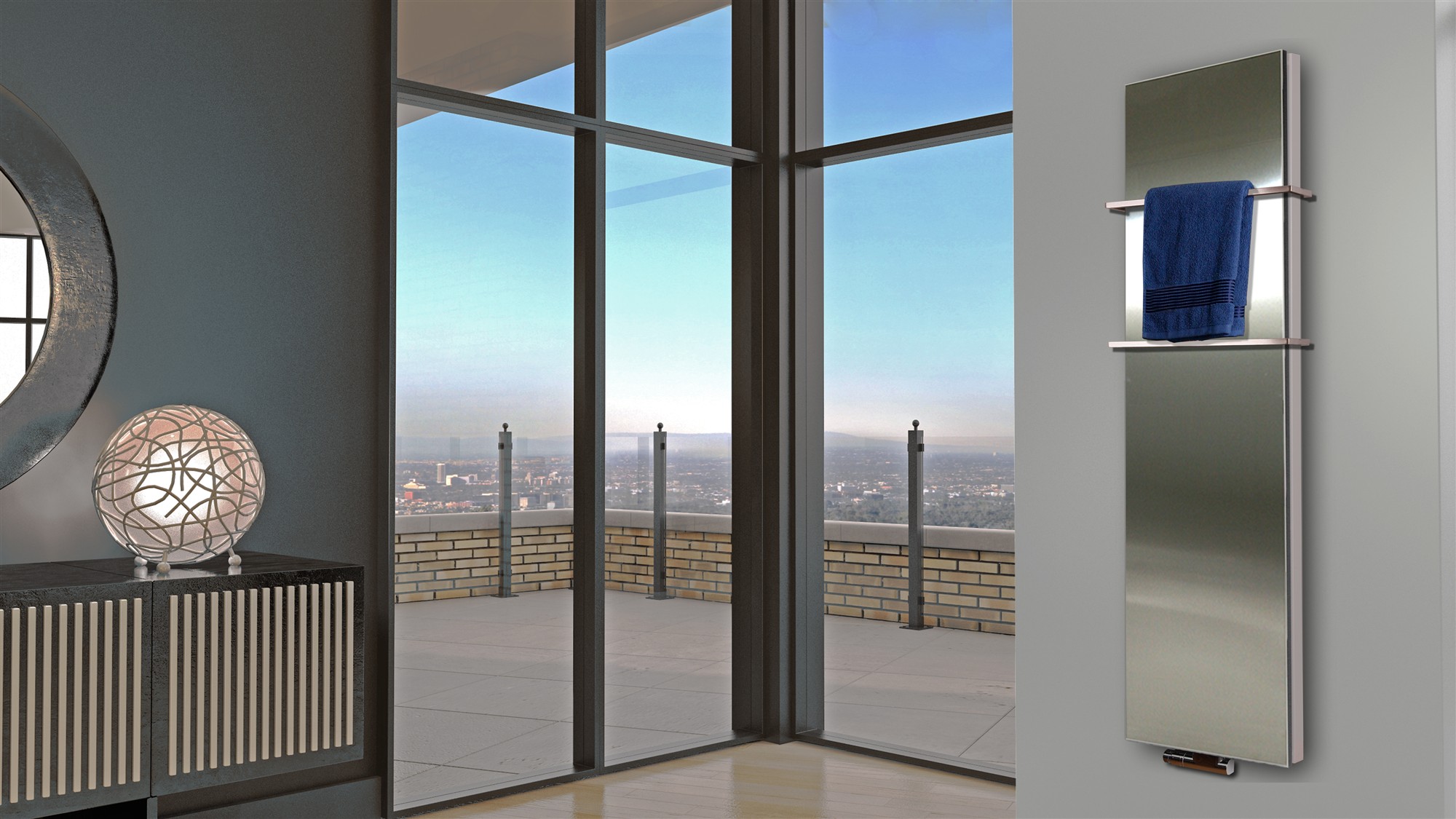 BADHEIZKÖRPER Design Mirror 6 180x47cm 1964 Watt Edelstahl matt (+2 Halter 15mm) SZAGATO Designheizkörper Handtuchheizkörper mit Mittelanschluss