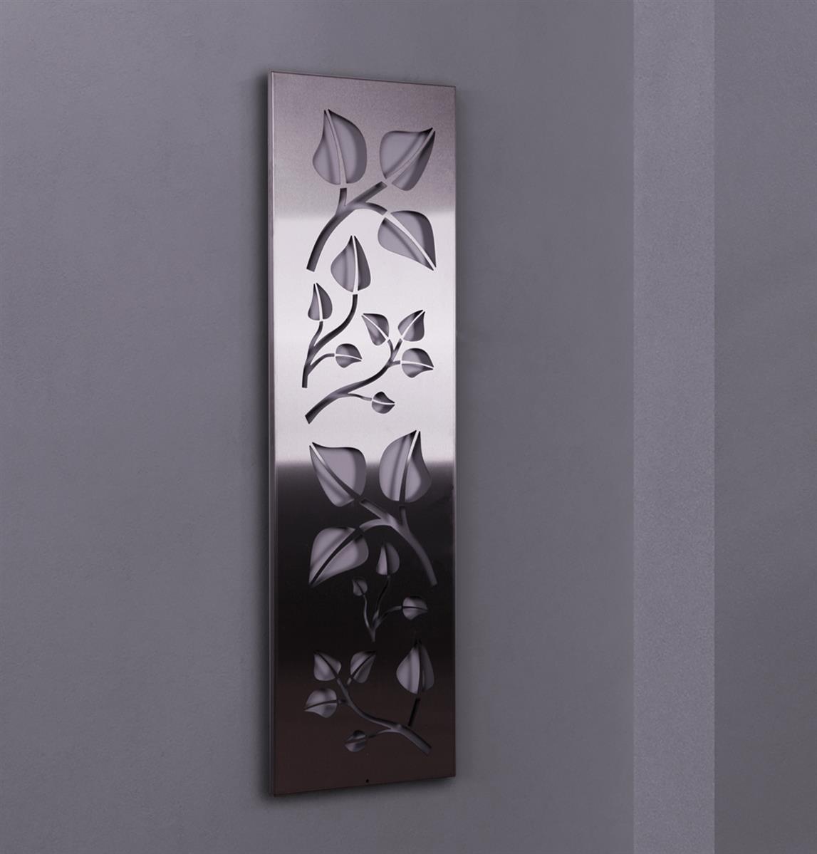 Garderobe Wandgarderobe Design Leaves 140x40cm Edelstahl matt SZAGATO Garderobe Metall Wand Garderobenpaneel Garderobenleiste Flurgarderobe Flur