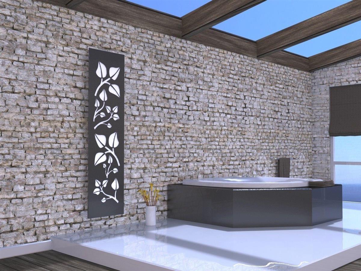 BADHEIZKÖRPER Design Leaves 3 180x47cm 1118 Watt anthrazit moonstone SZAGATO Designheizkörper Handtuchheizkörper mit Mittelanschluss Handtuchwärmer