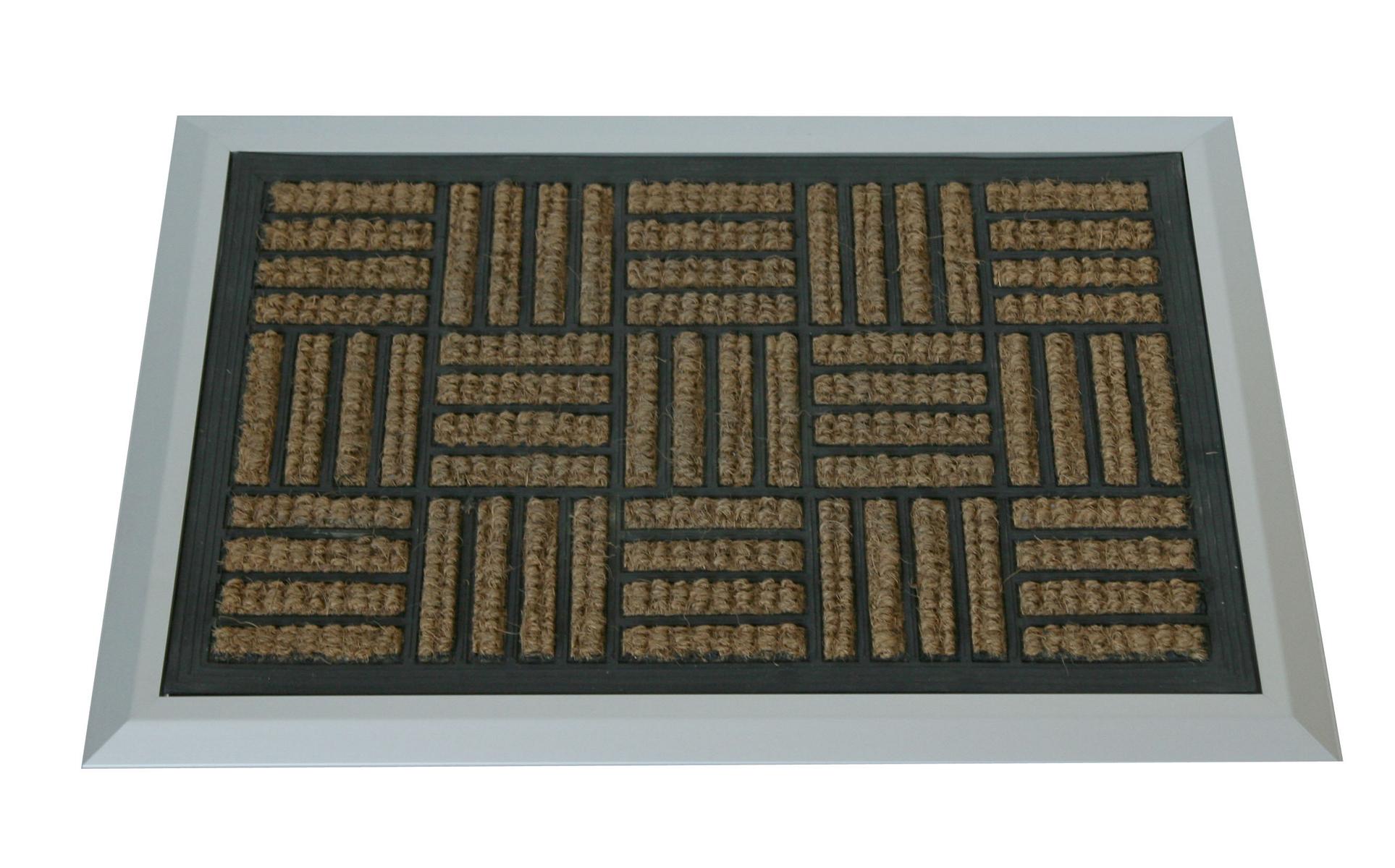 Fußmatte mit ALU Rahmen 68x48cm Kokos - Gummi Aluminium SZAGATO Made in Germany Fußmatte ALUMINIUM Schmutzfangmatte Fußabtreter Schmutzmatte