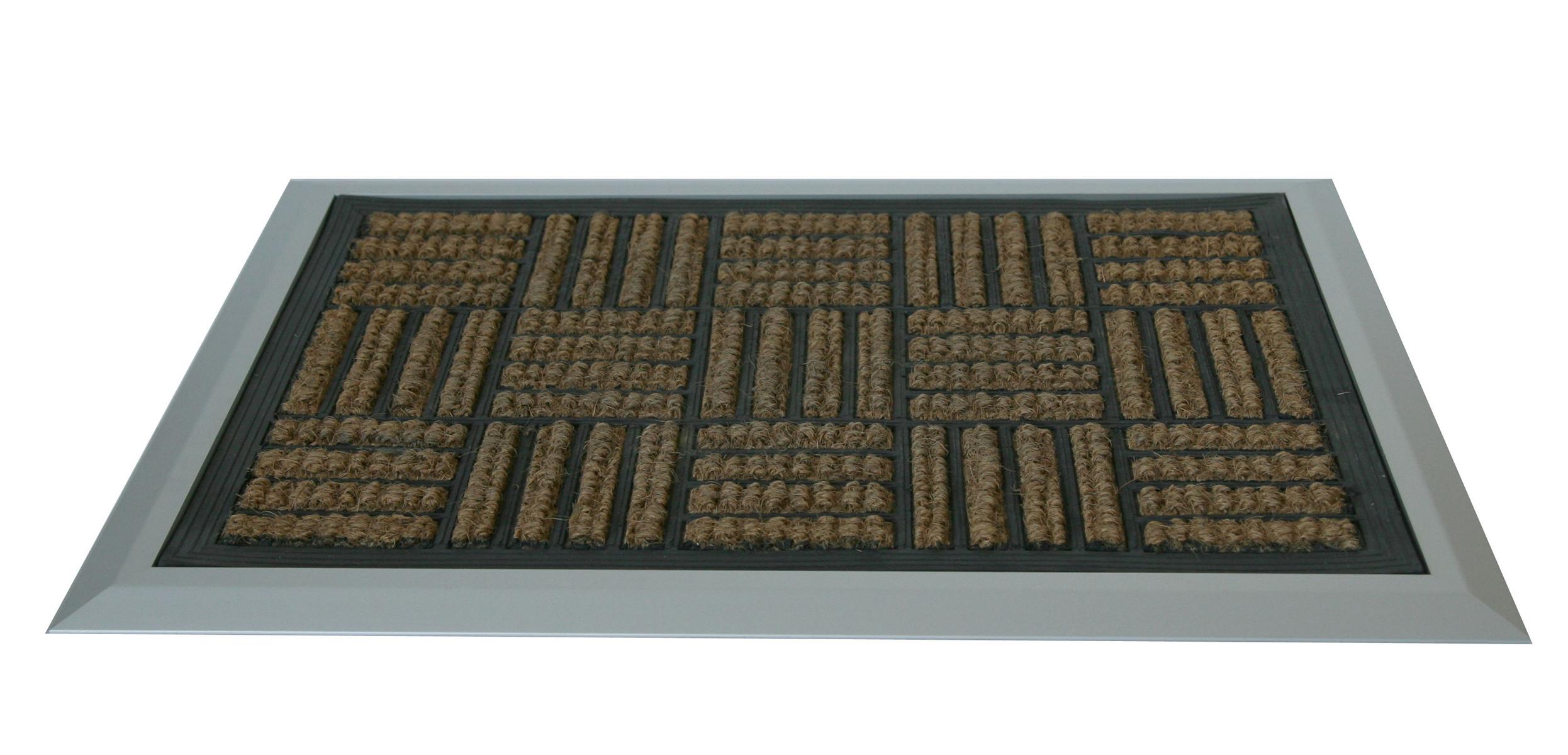 Fußmatte mit ALU Rahmen 68x48cm Kokos - Gummi Aluminium SZAGATO Made in Germany Fußmatte ALUMINIUM Schmutzfangmatte Fußabtreter Schmutzmatte