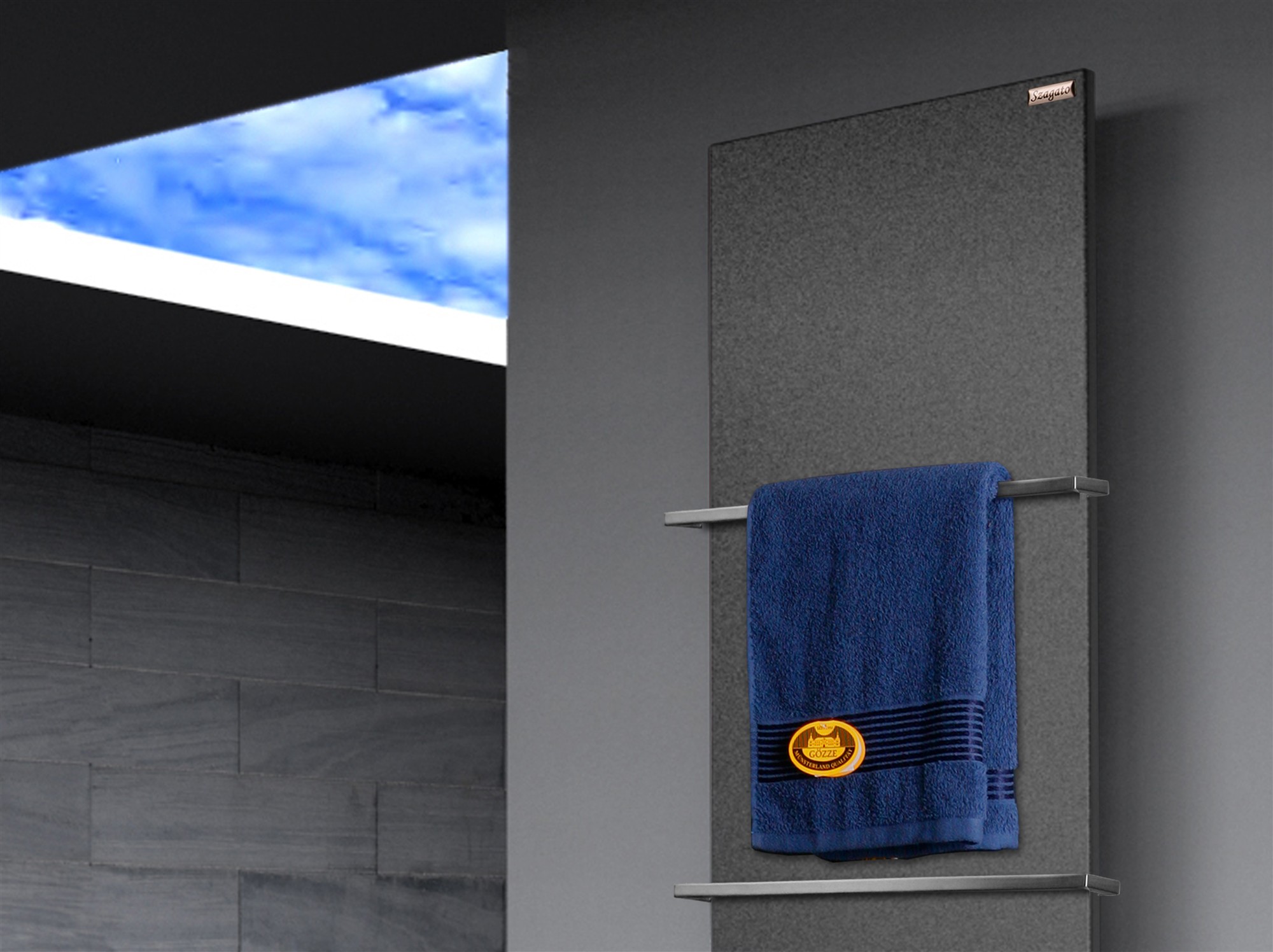 BADHEIZKÖRPER Design Mirror Steel 3 180x47cm 1118 Watt anthrazit - moonstone (+2 Halter 15mm) SZAGATO Designheizkörper Mittelanschluss Handtuchwärmer