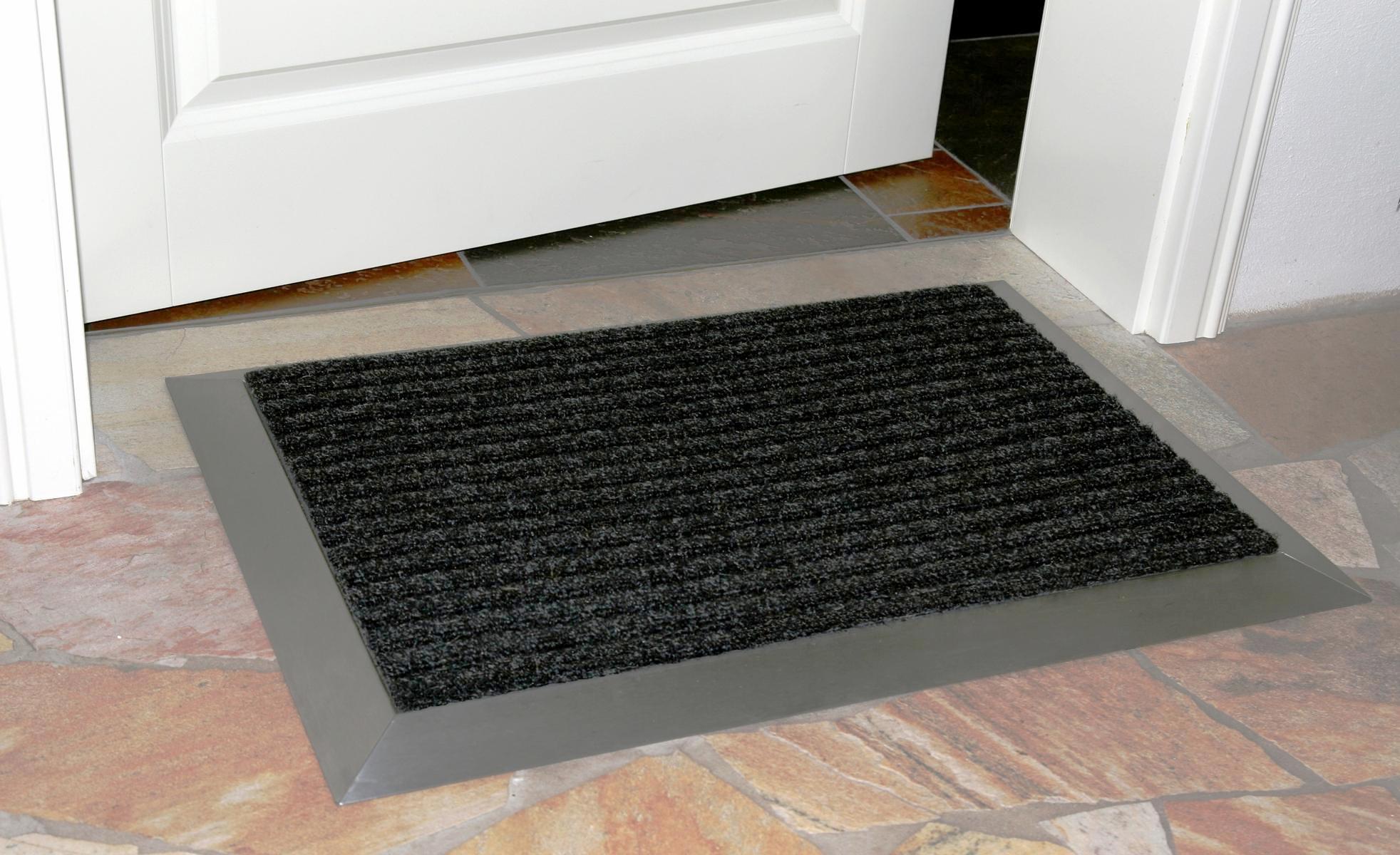 Edelstahlrahmen mit Fußmatte Ripps 70x50cm SZAGATO Made in Germany Schuhabstreifer Edelstahl außen Schmutzfangmatte Fußabtreter Schmutzmatte