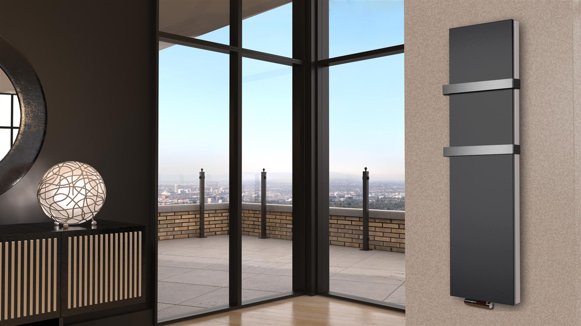 BADHEIZKÖRPER Design Mirror Steel 6 180x47cm 1964 Watt anthrazit (+2 Halter 50mm) SZAGATO Designheizkörper Handtuchheizkörper mit Mittelanschluss