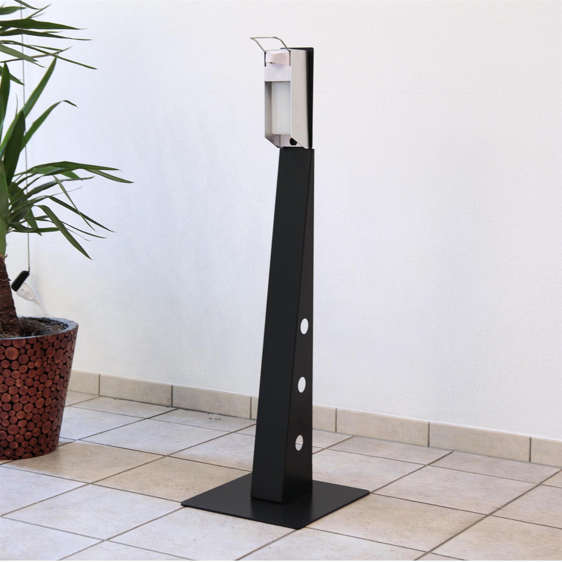 Desinfektionsmittelspender Pyramide HxBxT 118x36x36cm schwarz 1  + Spender Szagato Desinfektionsspender Desinfektionssäule Handdesinfektionsspender