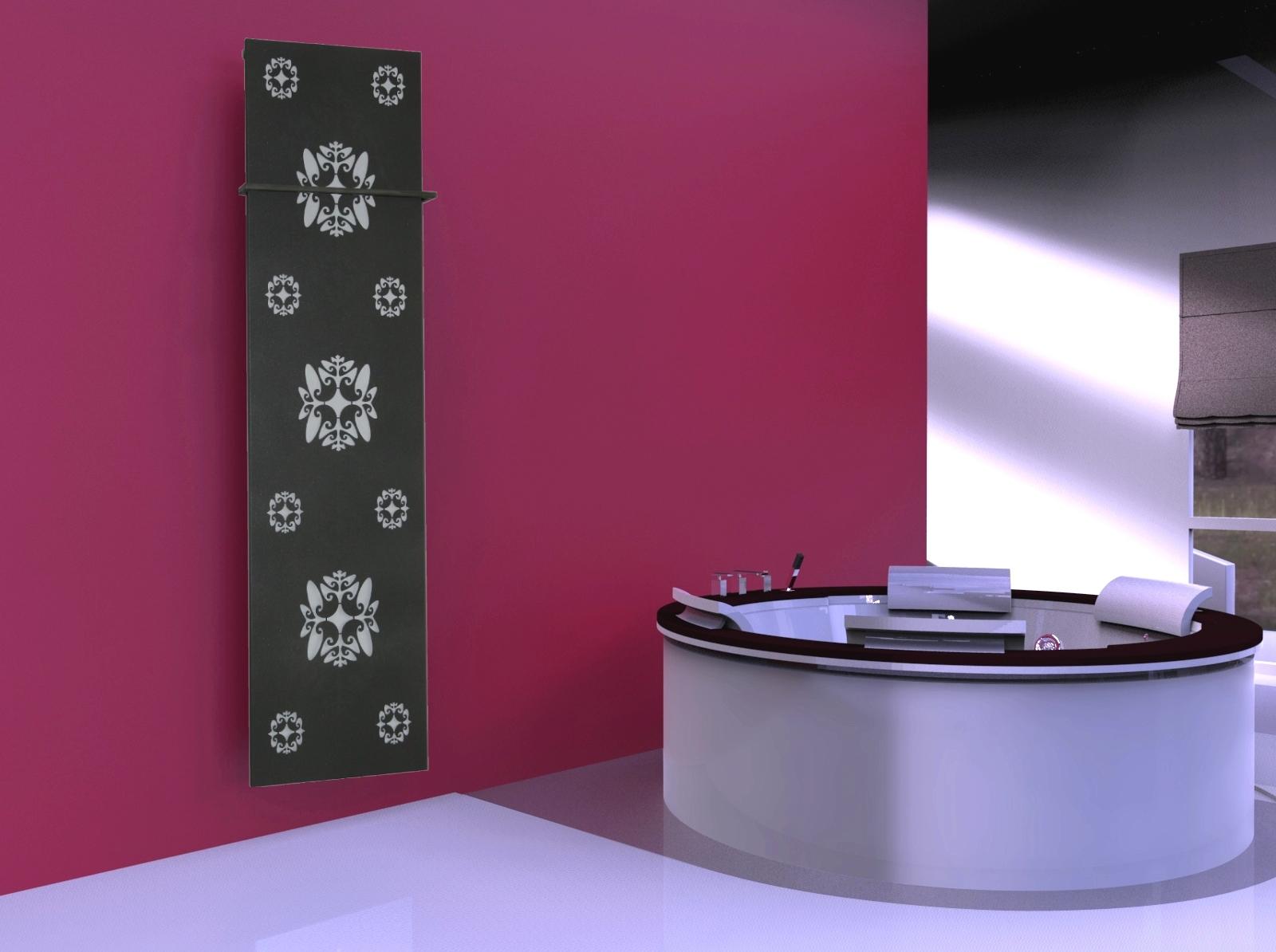 BADHEIZKÖRPER Design Ornaments 3 180x47cm 1118Watt anthrazit - moonstone (+1 Halter 15mm) SZAGATO Designheizkörper mit Mittelanschluss Handtuchwärmer